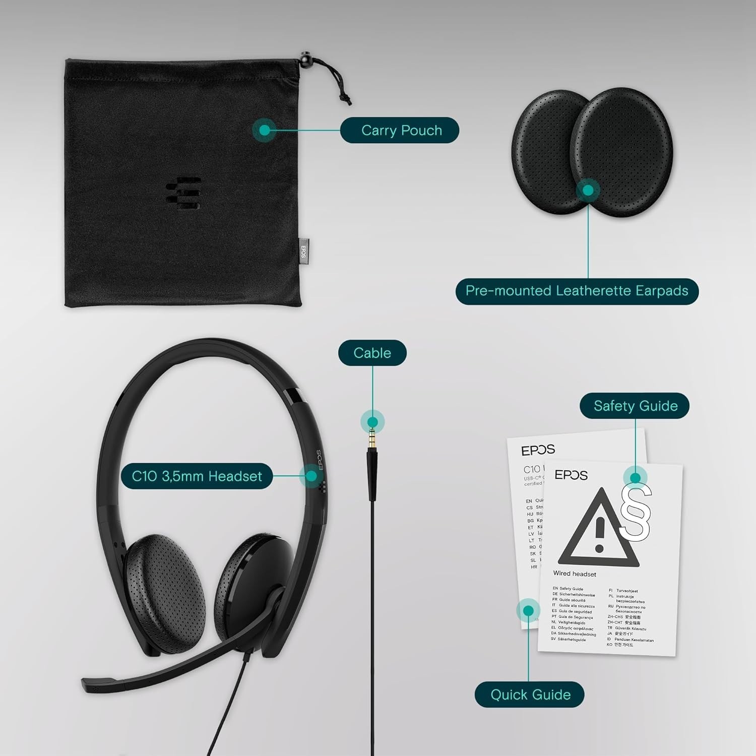 C10 Headphones Simple 1 Pack Black Noise Usbc