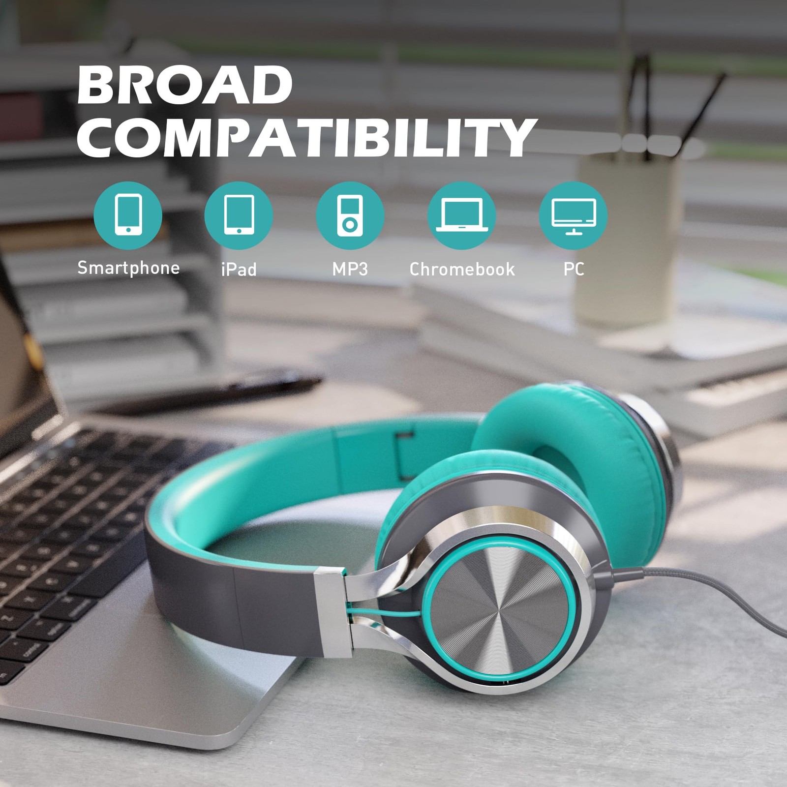 C8 Wired Headphones With Microphone And Volume Control Folding Lightweight Corde