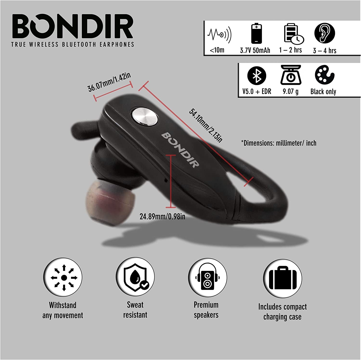 Bondir True Wireless Bluetooth Earphones (Black)
