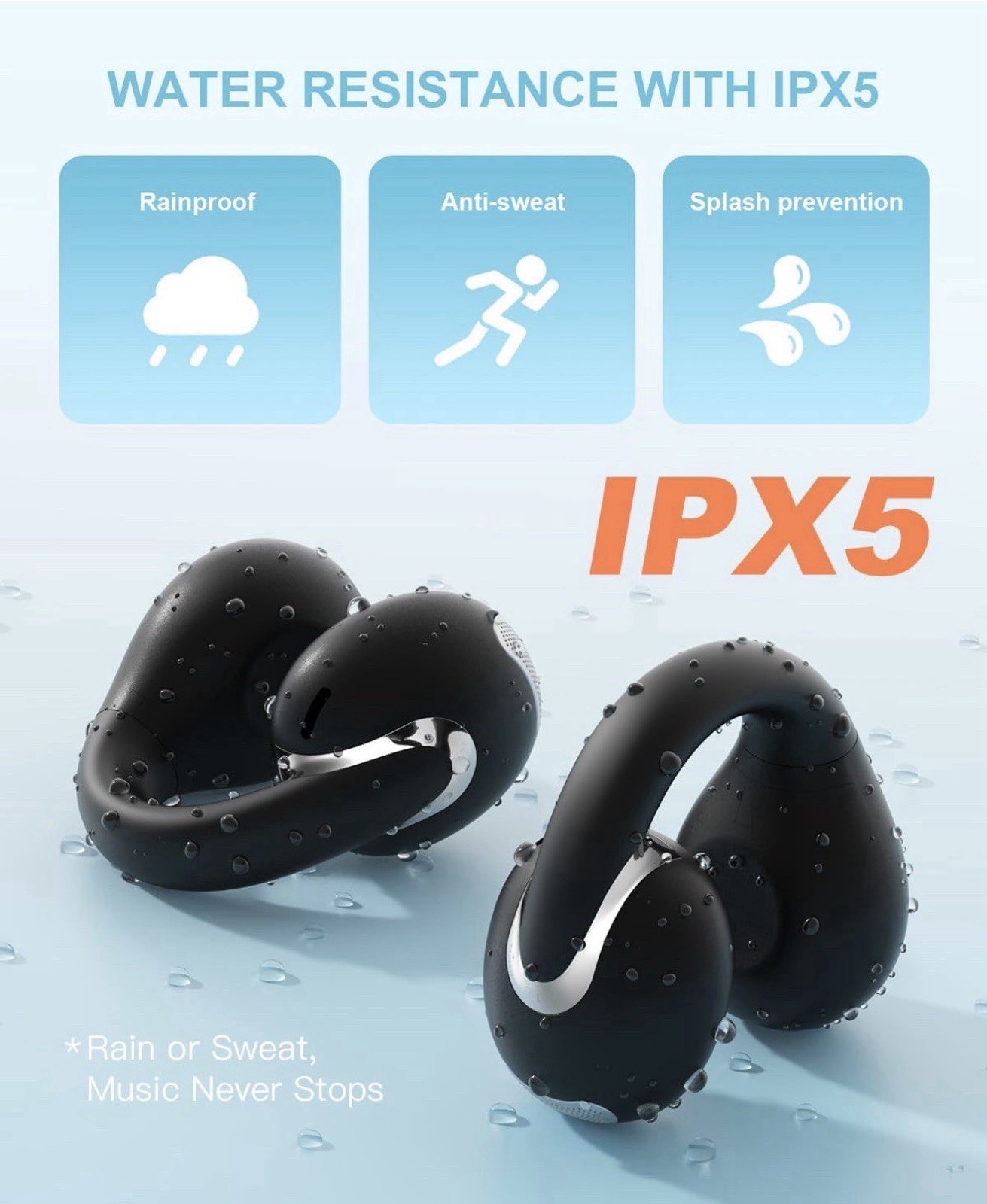 Jzones CT28 True Wireless Bluetooth In-Ear Earbuds Mic Water-Resistant Black