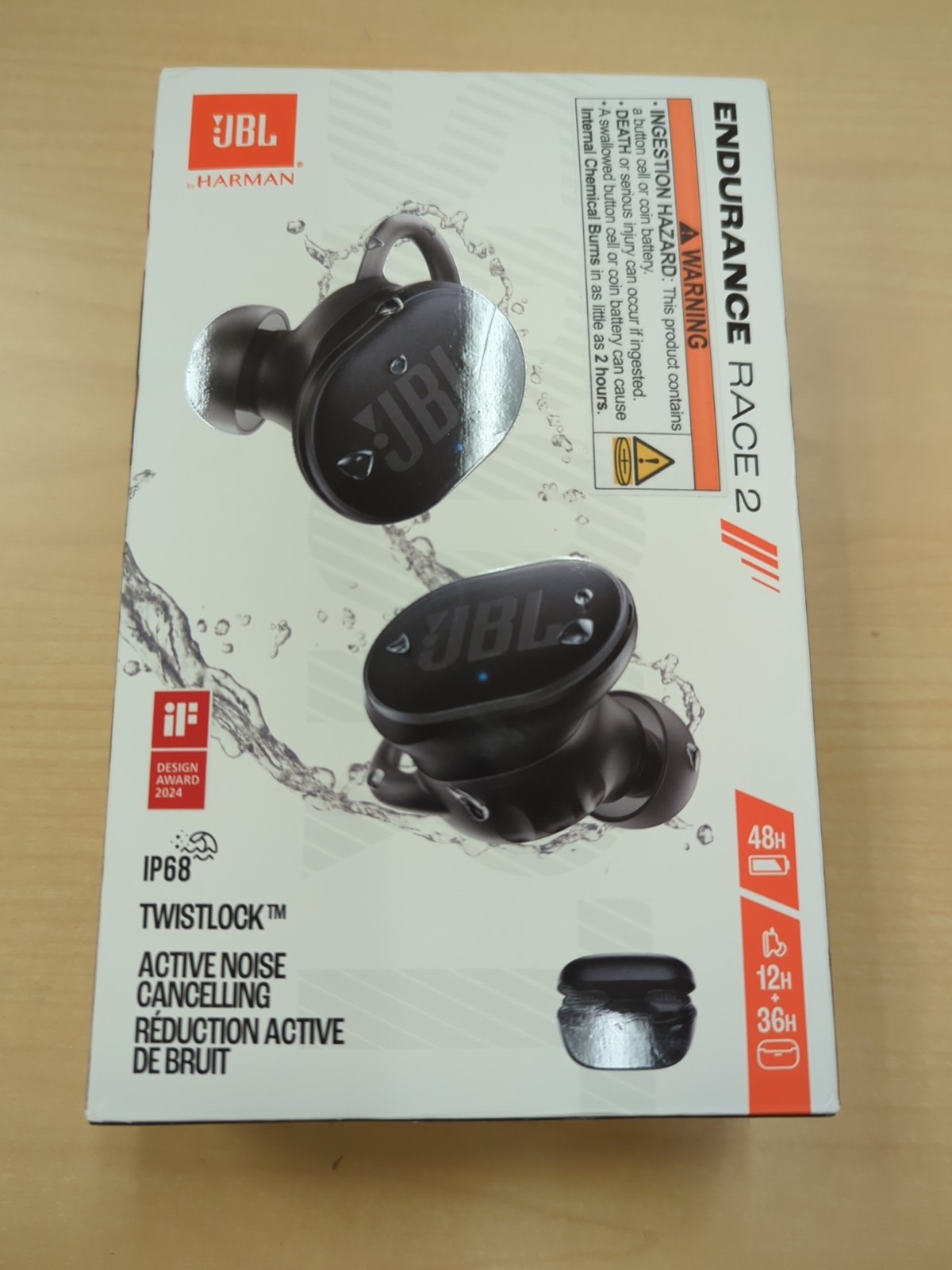 JBL Endurance Race 2 -Waterproof (IP68) Sports True Wireless Earbuds (Black)