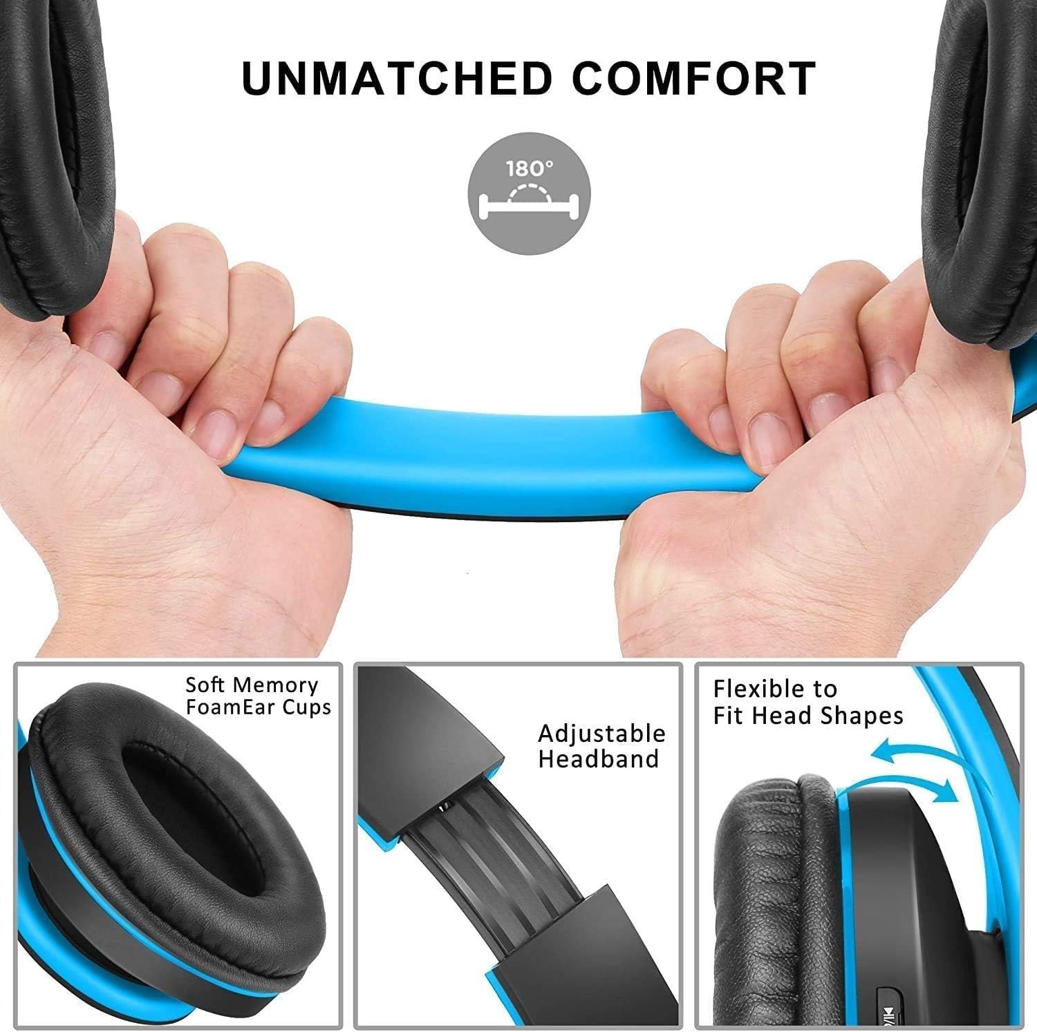 Bluetooth Headphones Over-Ear Foldable Wireless Wired Stereo Soft Earmuffs Light
