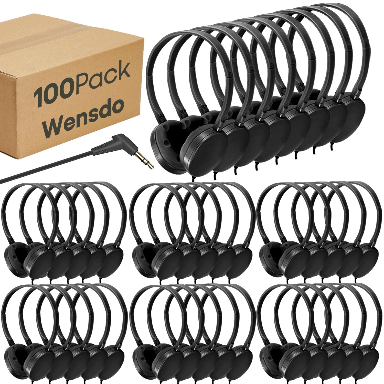 Classroom Headphones Bulk 100 Pack for School Kids K-12,Wholesale Durable Ear…