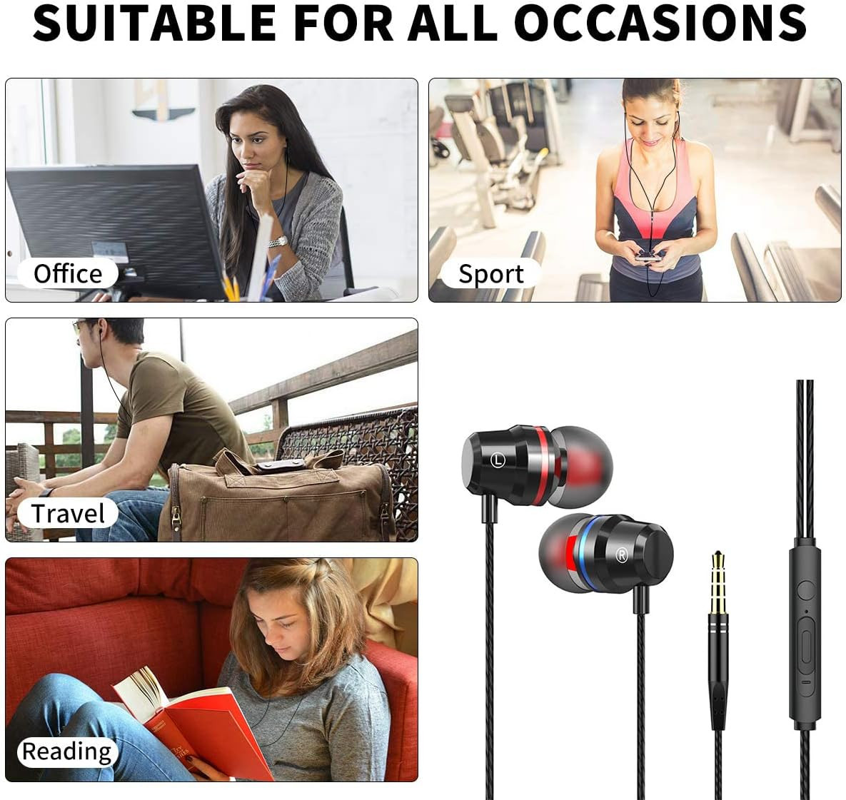 HIFI Bass Stereo Wired Earbuds Headset In-Ear Earphone Headphone 3.5mm USB-C Lot