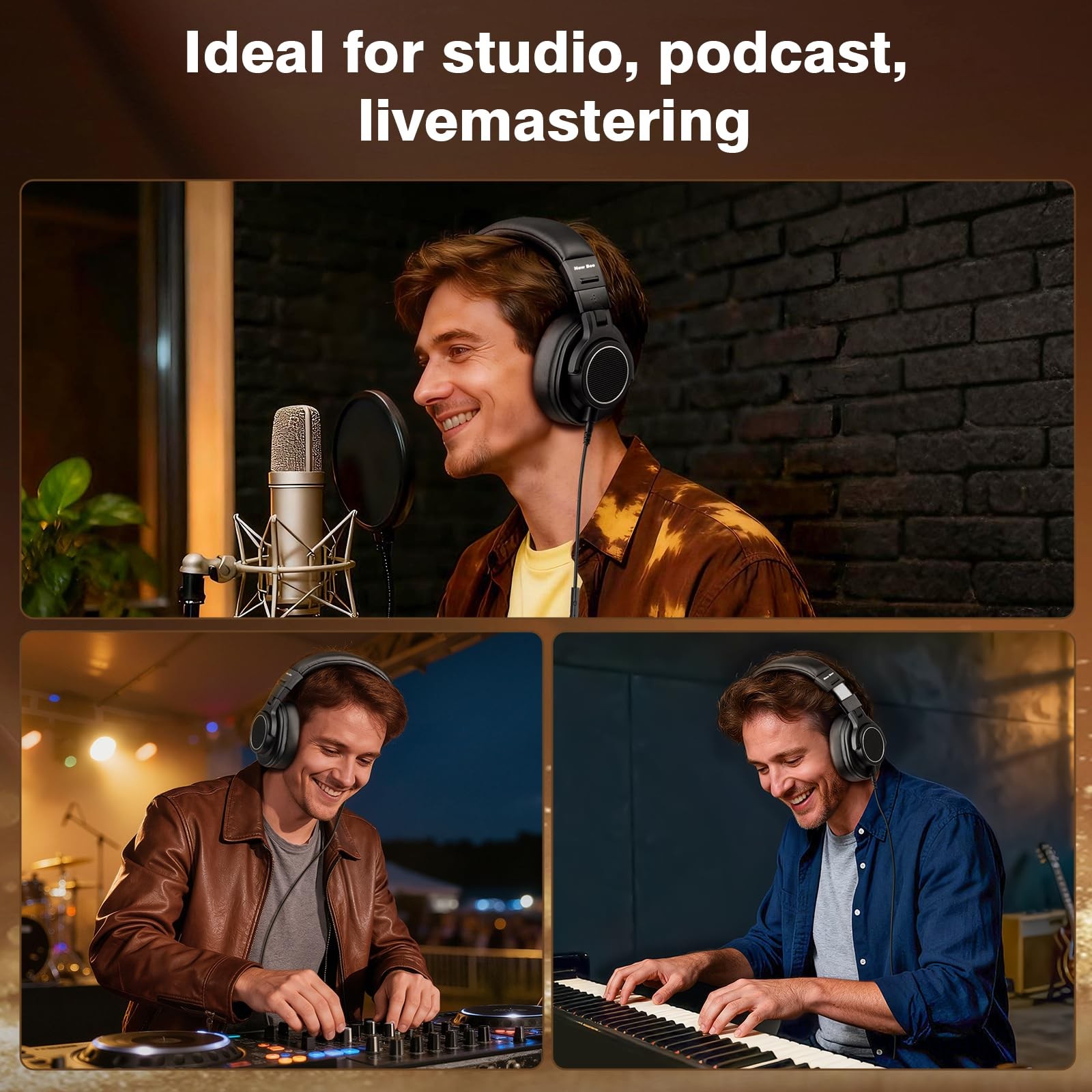 Wired Over Ear Headphones, Studio Headphones with 50mm Drivers and 6.35mm & 3…