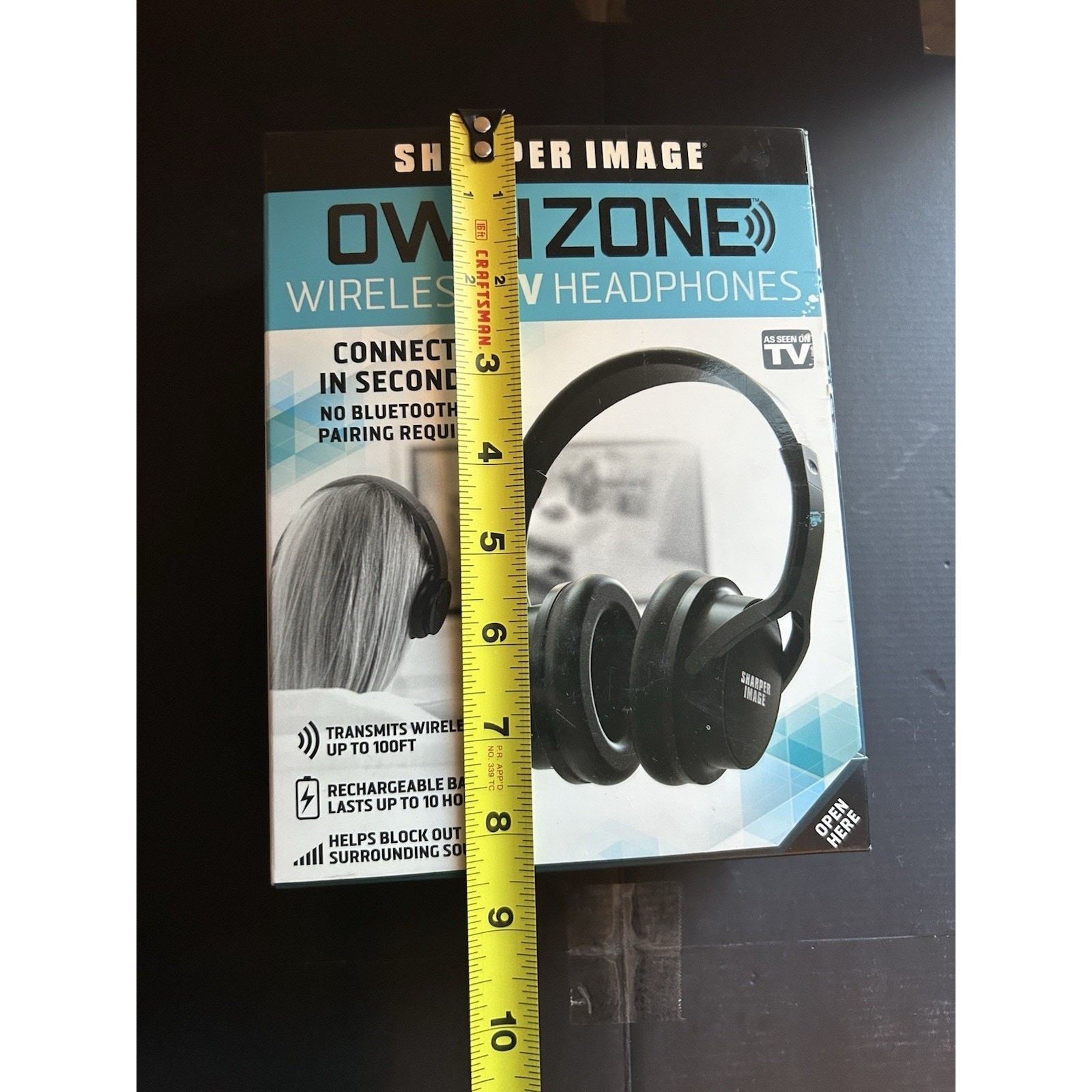 Sharper Image Own Zone Wireless TV Headphones Black, Transmits Up to 100 Ft.
