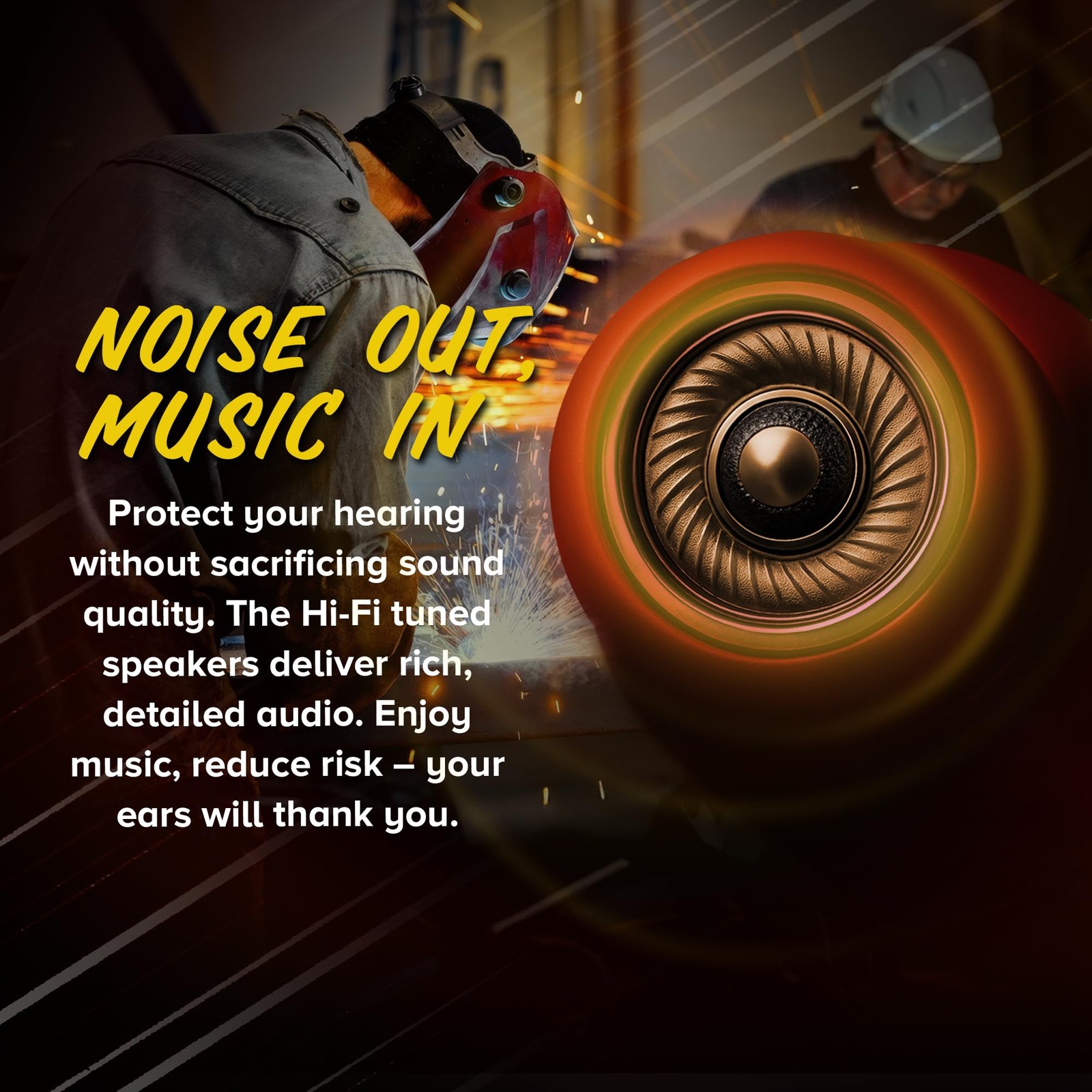 Plugfones Protector Yellow Red Earbuds