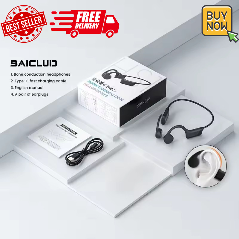 Open-Ear Wireless Bone Conduction Bluetooth Headphones for Sport Fitness NEW