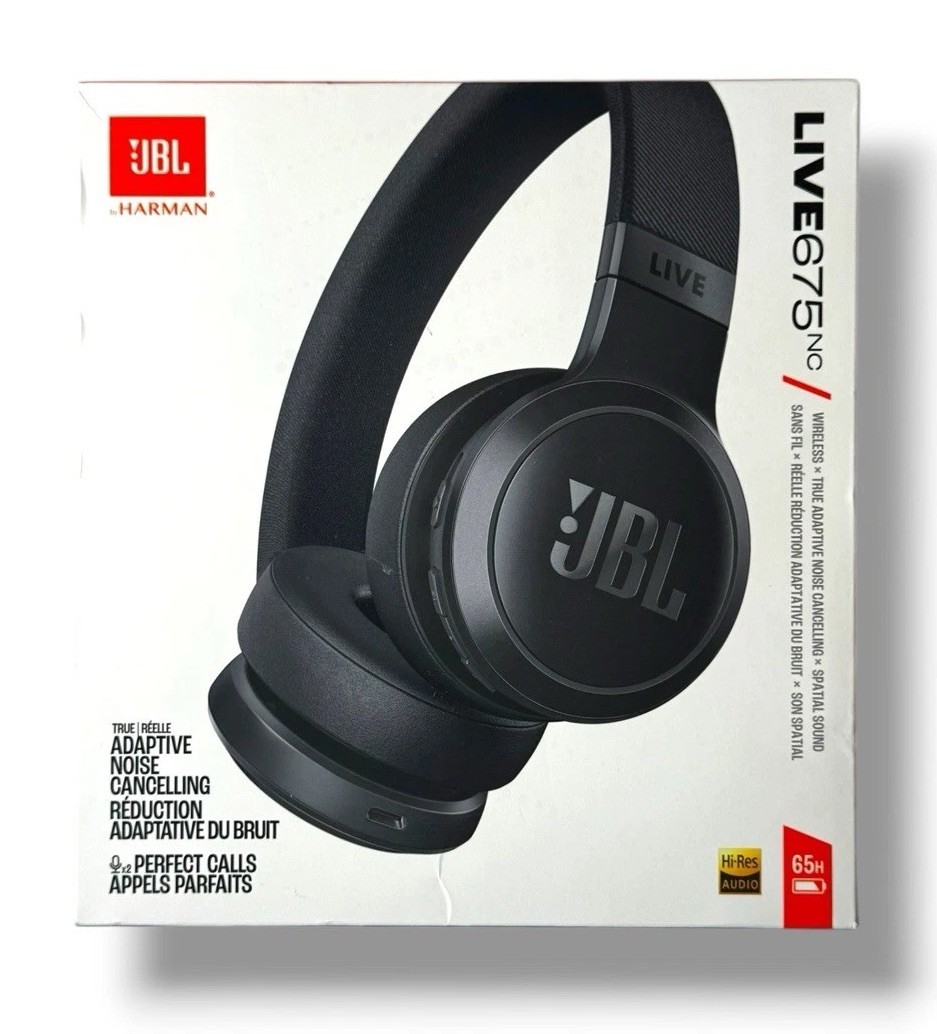 JBL Live 675NC Wireless Bluetooth Headphones Noise Canceling Black