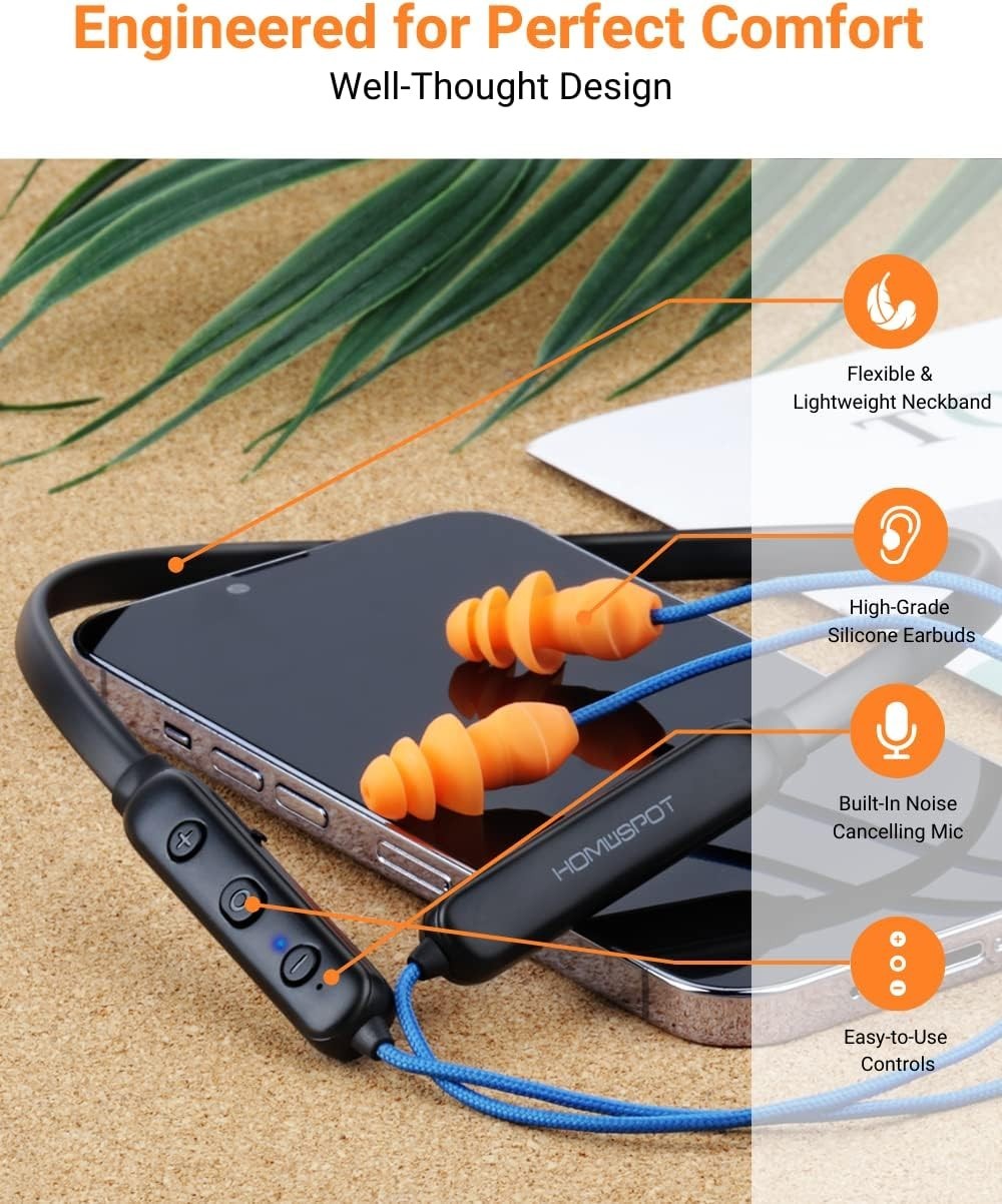 Bluetooth 5.1 Neckband Headset with CVC Mic & Qualcomm aptX HD – OSHA Compliant
