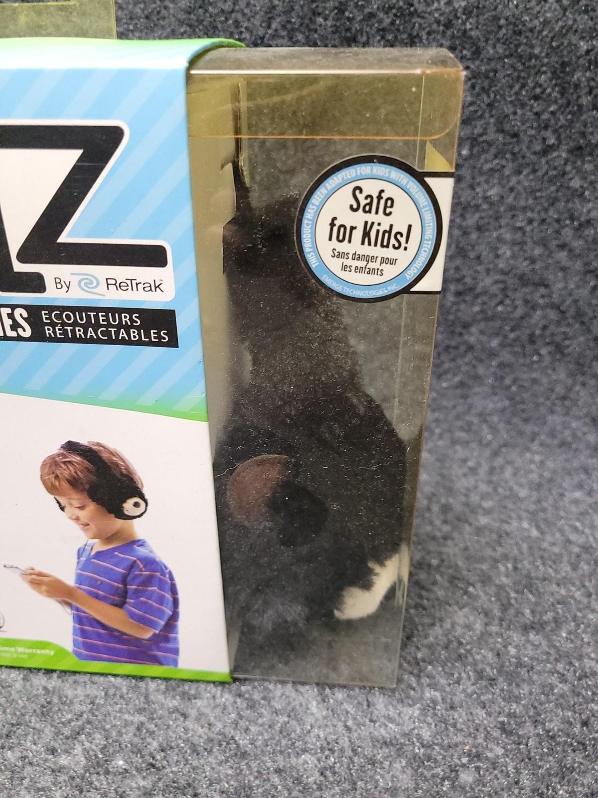 ReTrak Animalz Biker Bearz Kids Retractable Headphones Volume Limiting Safe 85dB