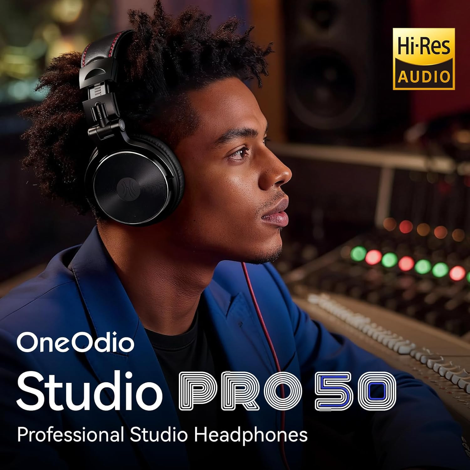 Studio Monitor Headphones Wired Over Ear 50mm Drivers Noise Isolating Audio