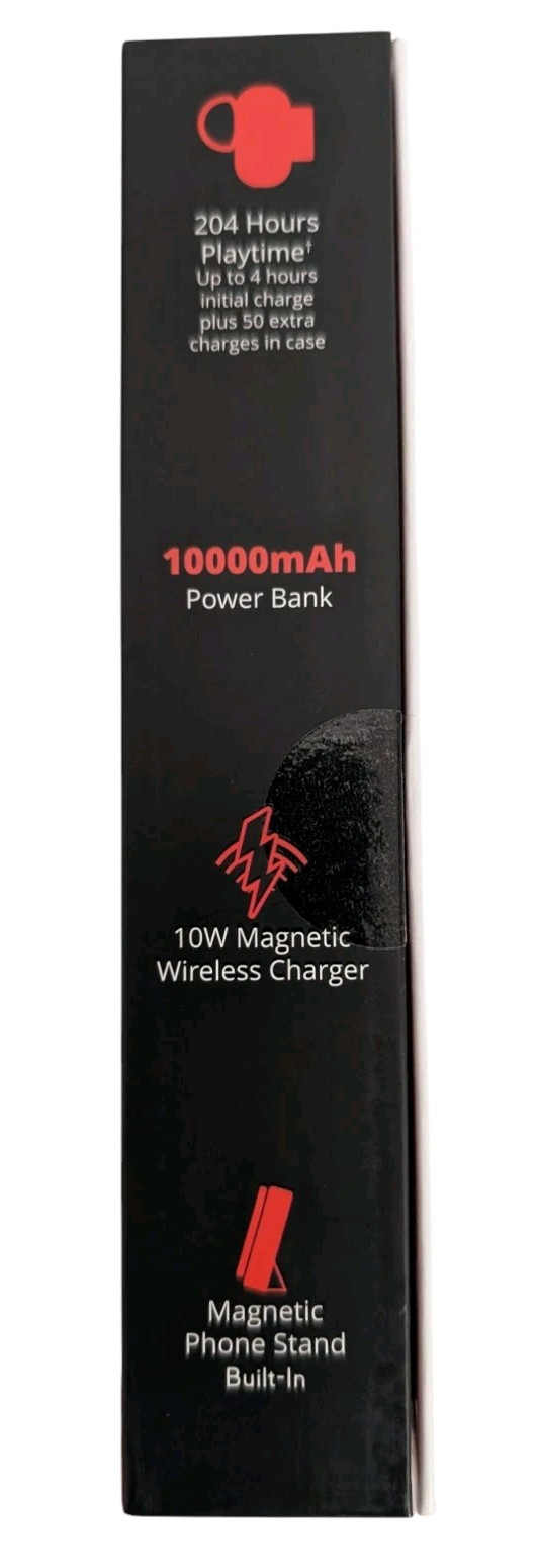 AIWA Prodigy 4-in-1 Wireless Earbuds, 10,000 mgh Powerbank, Phone Stand-Black