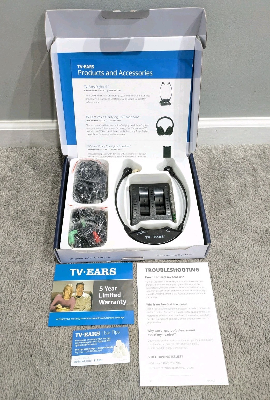 TV Ears Original In-Ear 5.0 Wireless Voice Clarifying Headset System 11641 WORKS