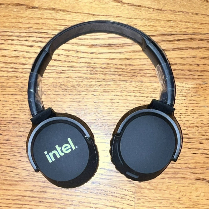 Intel Black On-Ear Bluetooth Wireless Headphones w/ Mic, Adjustable Headband