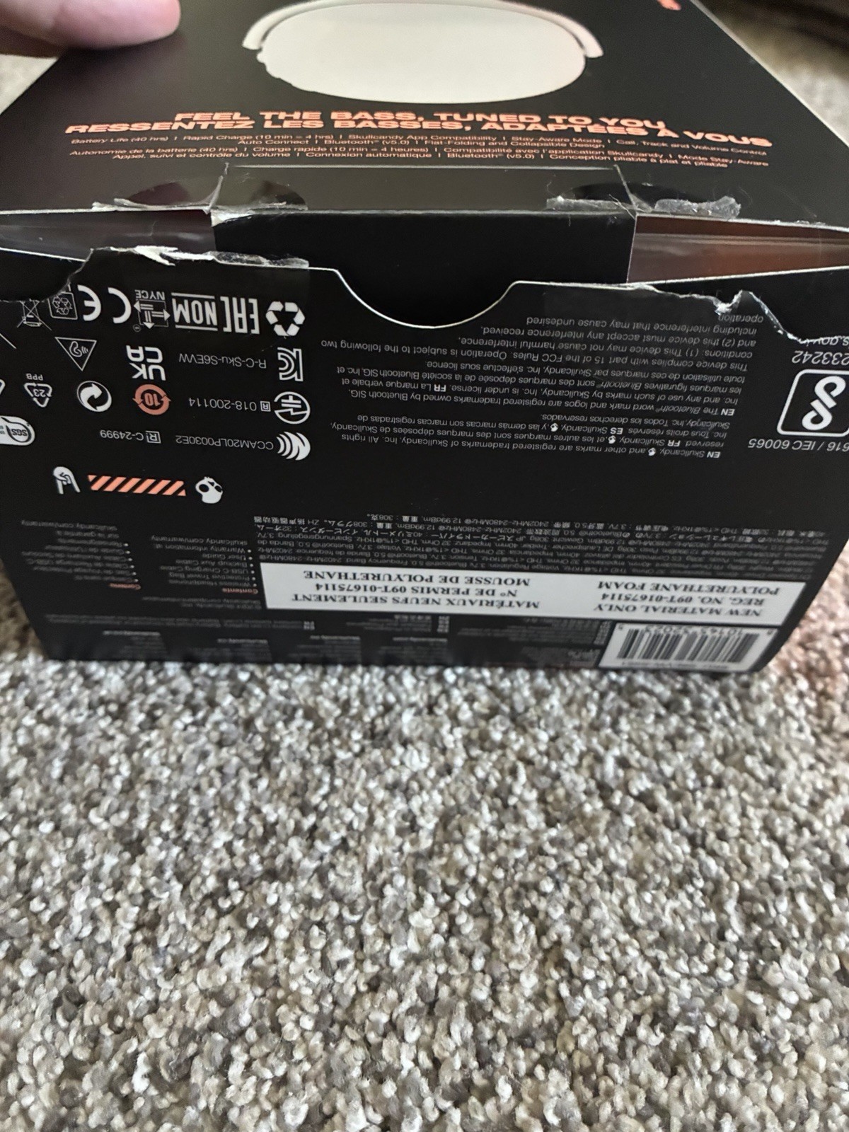 Skullcandy Crusher Evo Bone White Wireless Headphones Open Box Adjustable Bass