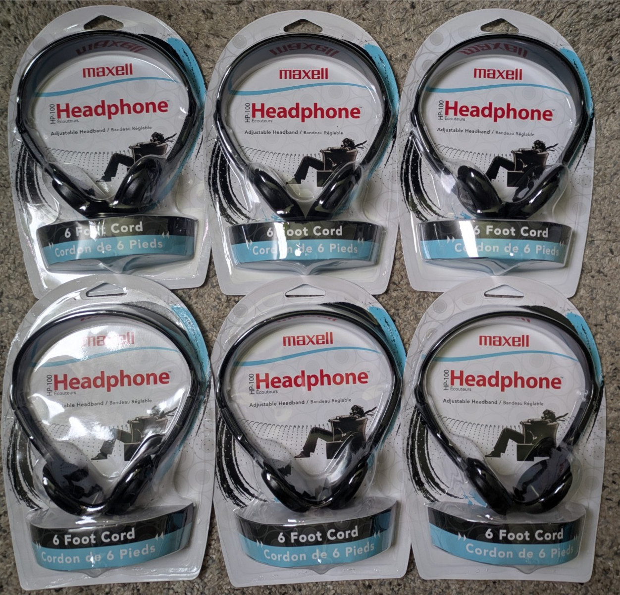 New NIB LOT OF (6) MAXELL HP-100 STEREO HEADPHONES W DYNAMIC SOUND 190319 DRD2-1
