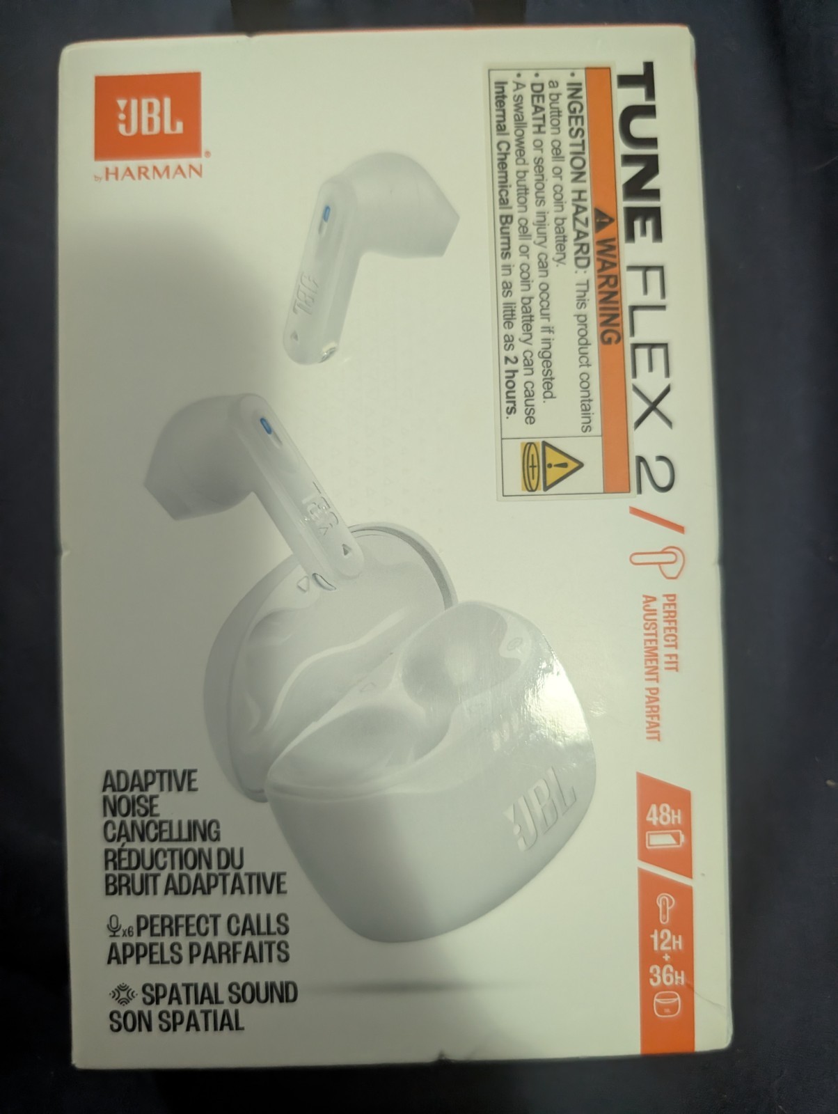 NEW JBL TUNE FLEX 2 PERFECT FIT ADAPTIVE NOISE CANCELLING WIRELESS EARBUDS
