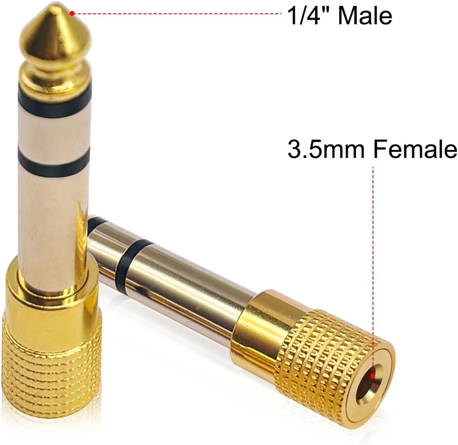 6.35mm to 3.5mm Stereo Adapter, 1/4 to 1/8 Audio, 4 Pack | Bulk pack of 1/4 male