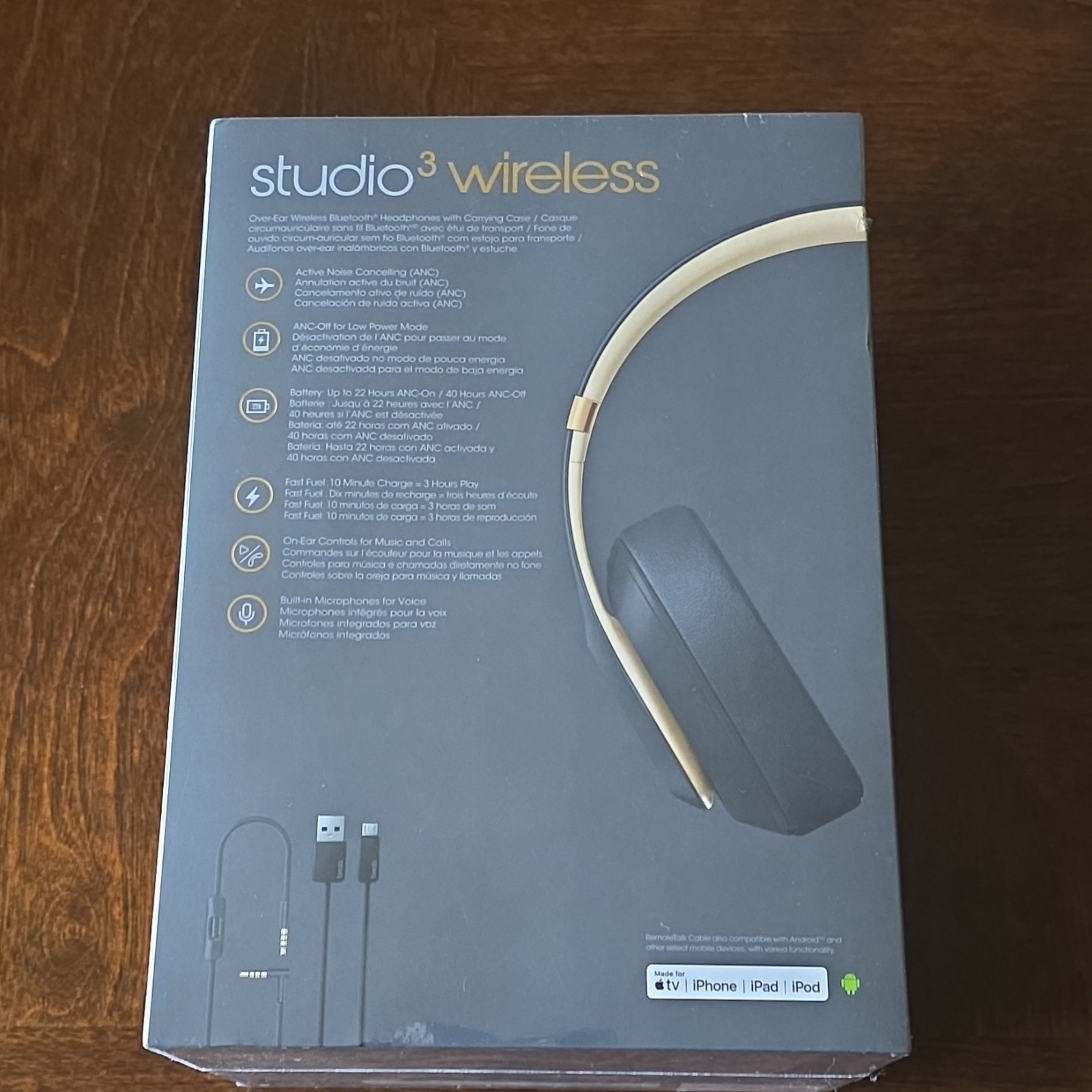 Beats by Dre Studio3 RARE Skyline Collection Shadow Gray/Gold Noise Cancelling