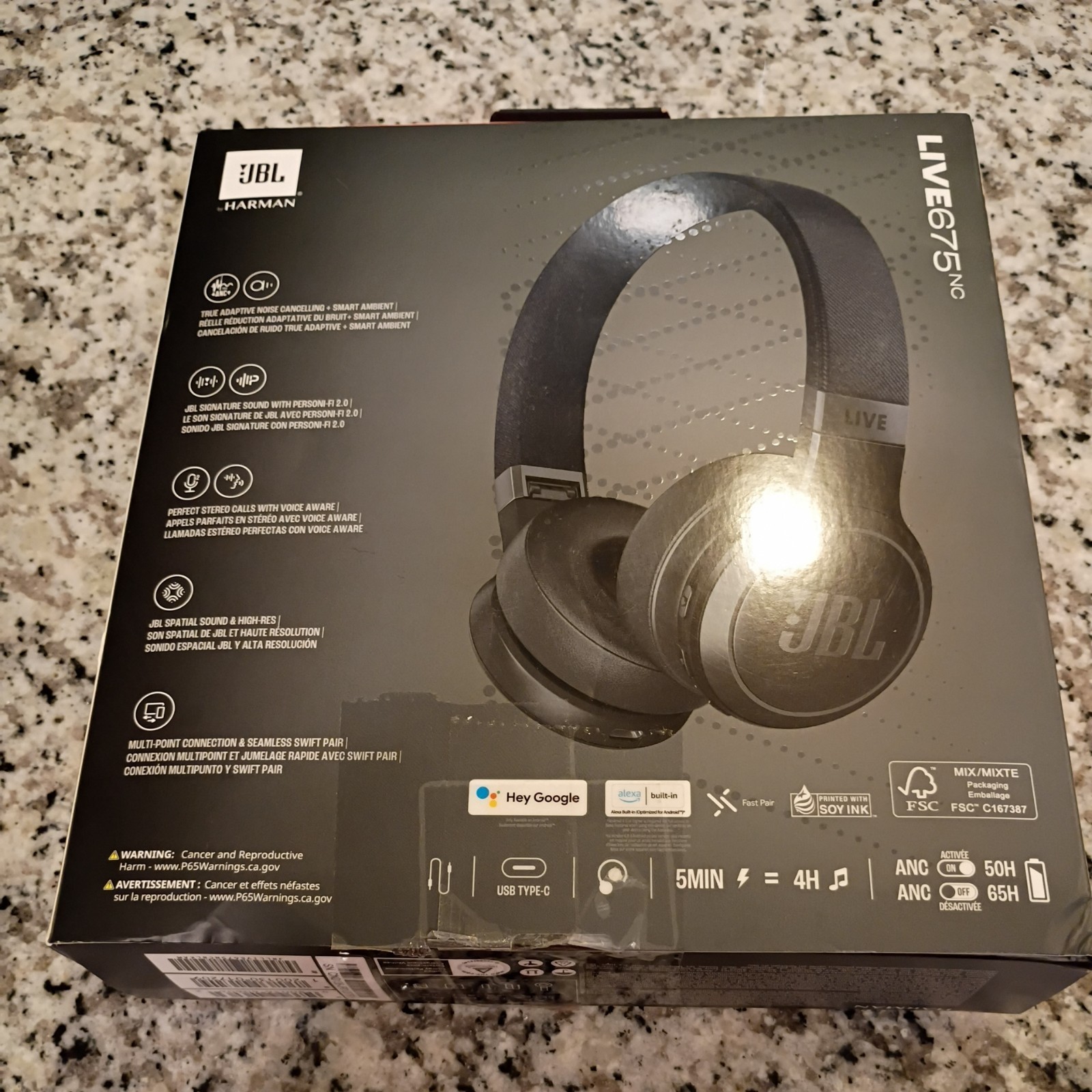 JBL Live 675NC Wireless Over-Ear Headphones Noise Cancelling Bluetooth Headset
