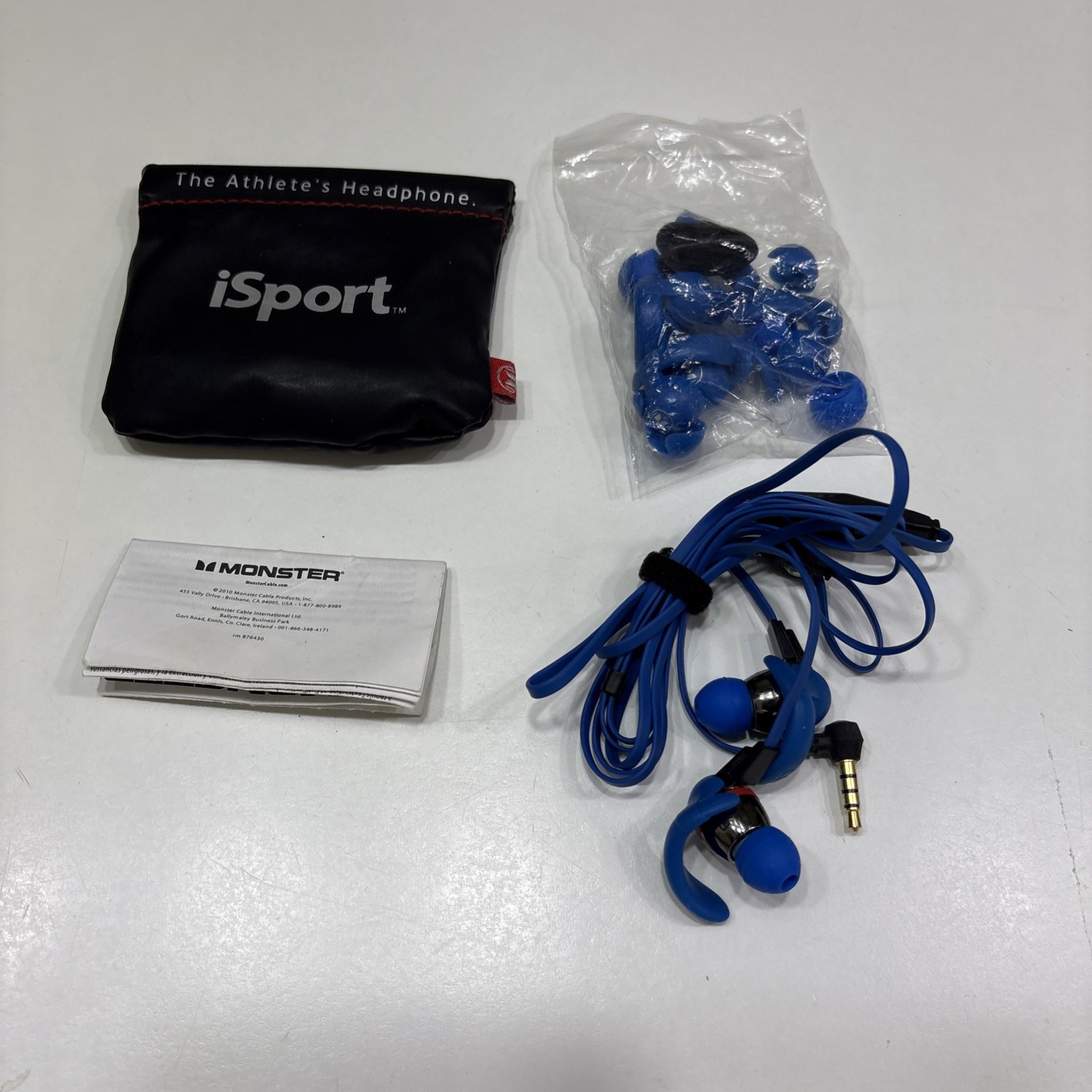 Monster Isport In-Ear Wired Water Proof Headphones Blue Control Talk Read Desc.