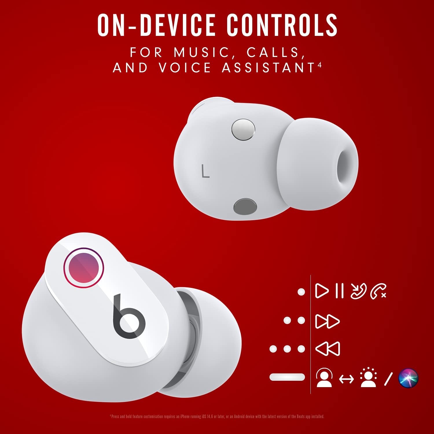 WHITE – BEATS STUDIO BUDS WIRELESS NOISE CANCELLATION EARBUDS MJ4Y3LL/A