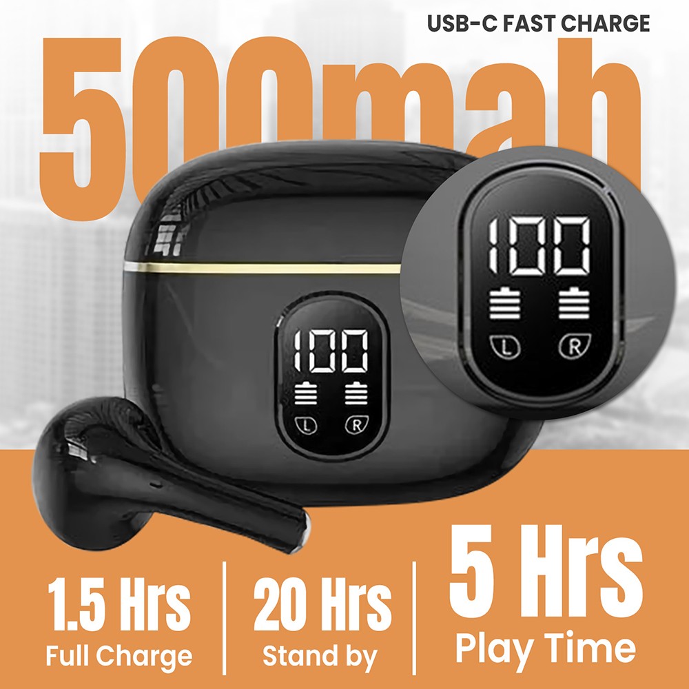 Trucker Wireless Headset Bluetooth 5.1 Earpiece Dual Mic Earbud Noise Cancelling