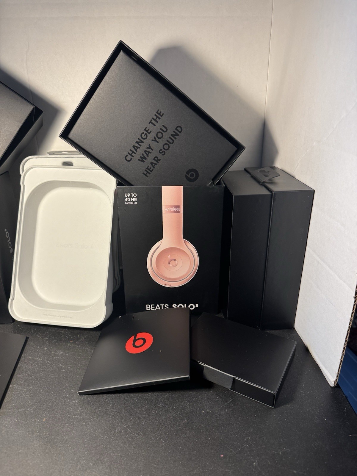 Beats Solo 3 & 4 LOT Wireless Headphones – 2 Black & 1 White EMPTY BOXES ONLY