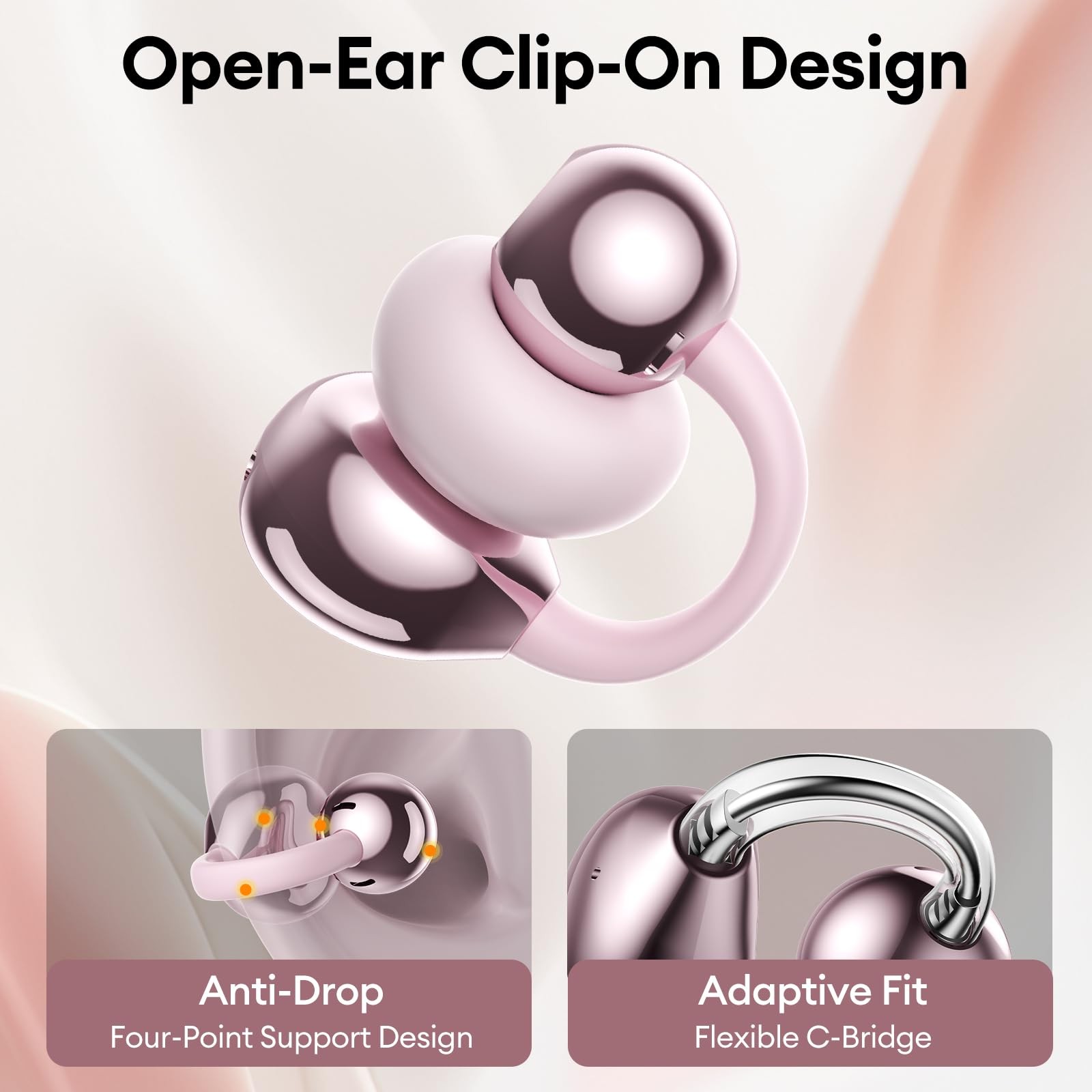 Stylish Open Ear Clip On Earbuds with Removable Butterfly Earring, Clip On He…