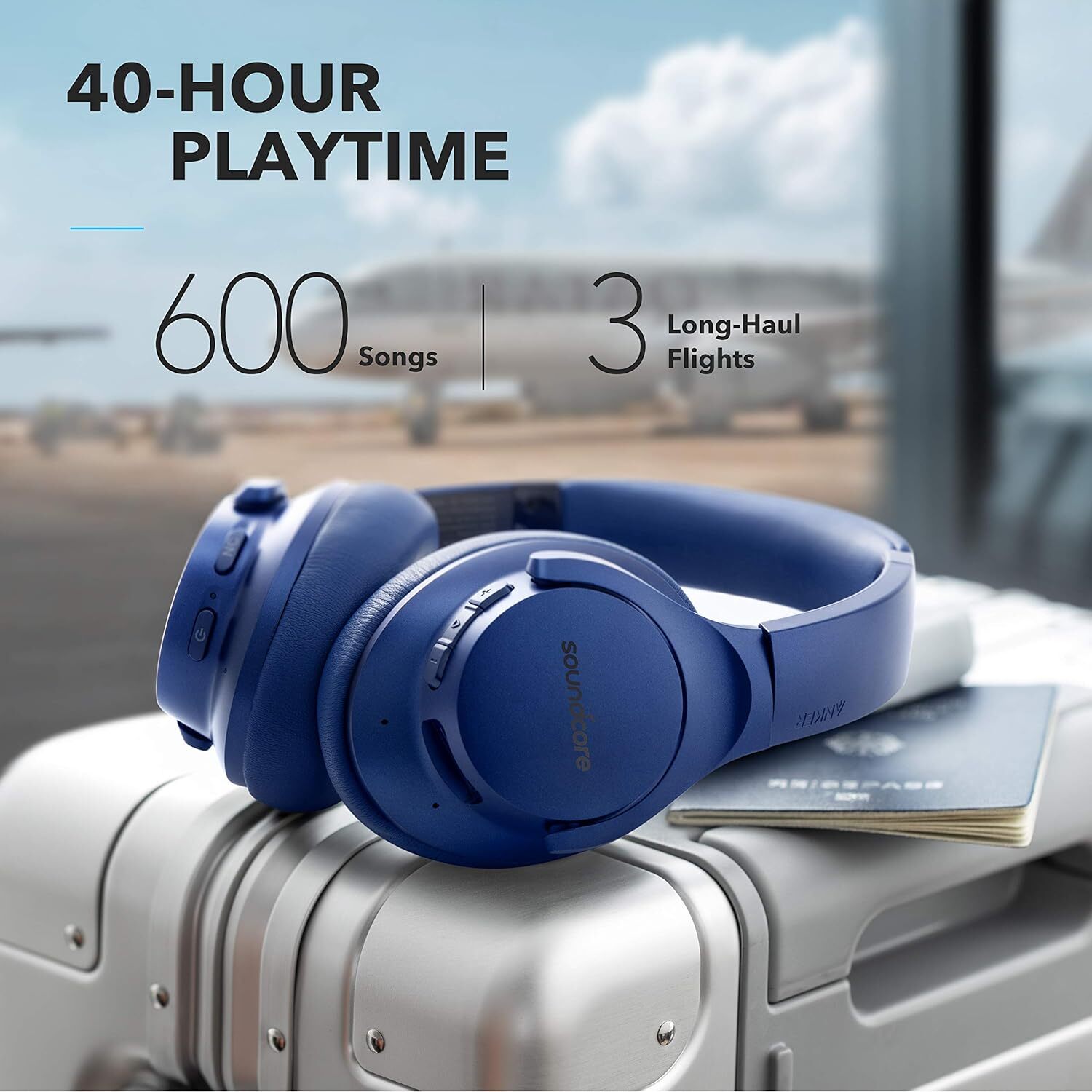 Soundcore Life Q20 Over-Ear Headphone Hybrid Active Noise Cancelling-Blue|Refurb