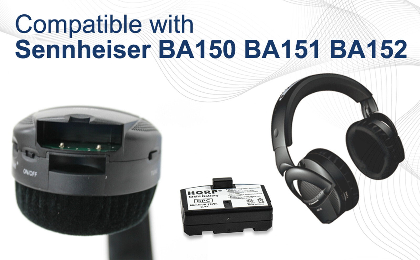 Battery for Sennheiser HD IS RI RR RS Set Series Headphones, BA150 BA151 BA152
