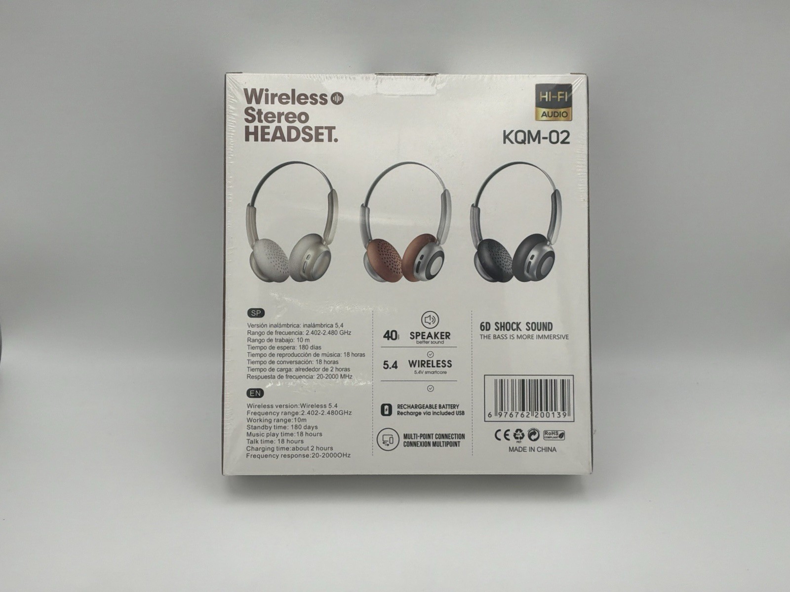 Wireless Bluetooth Headphones KQM-02 Stereo Headset HiFi 18H Battery New