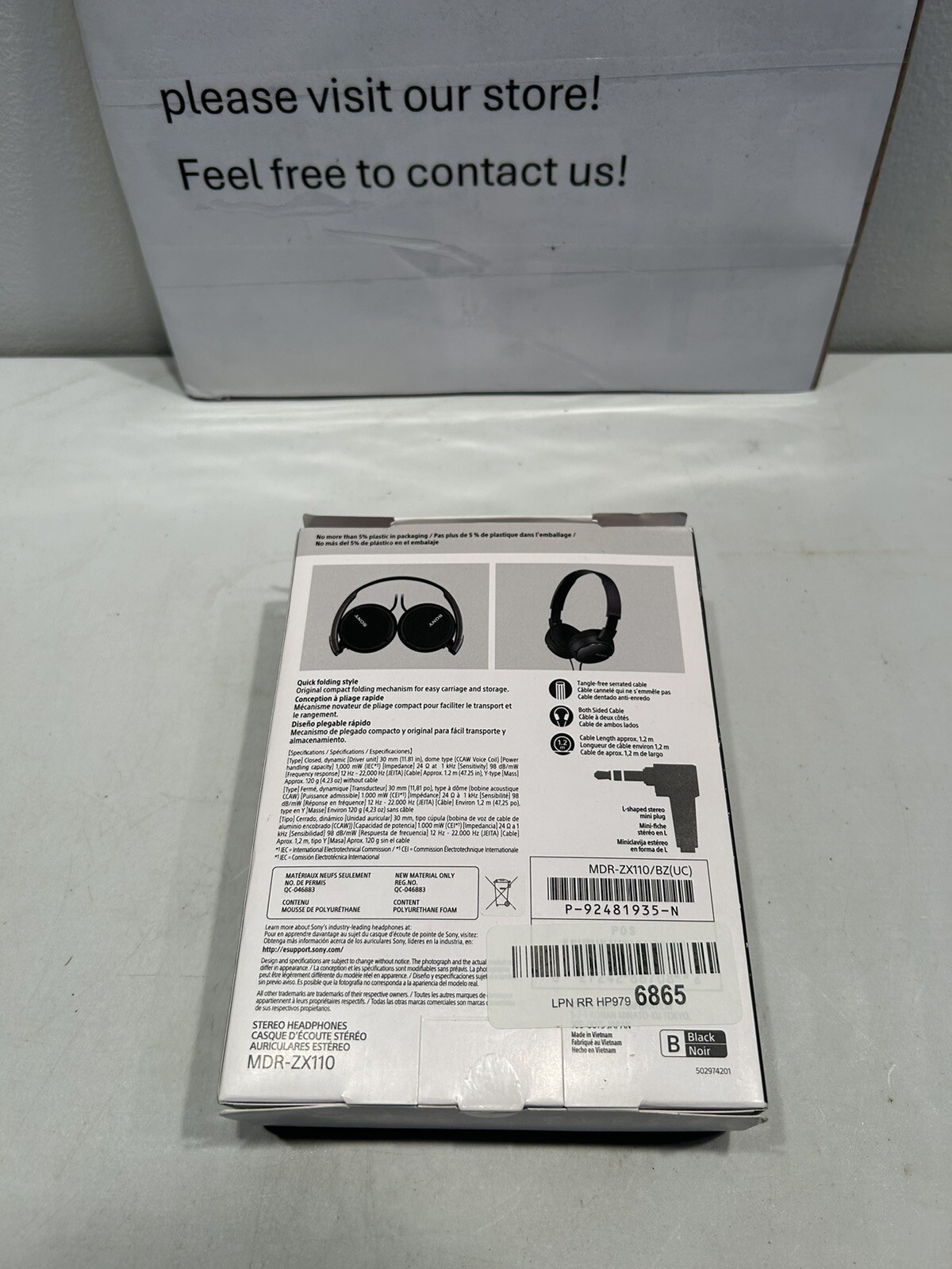 Zx Series Wired On-ear Headphones Black Mdr-zx110 Open Box