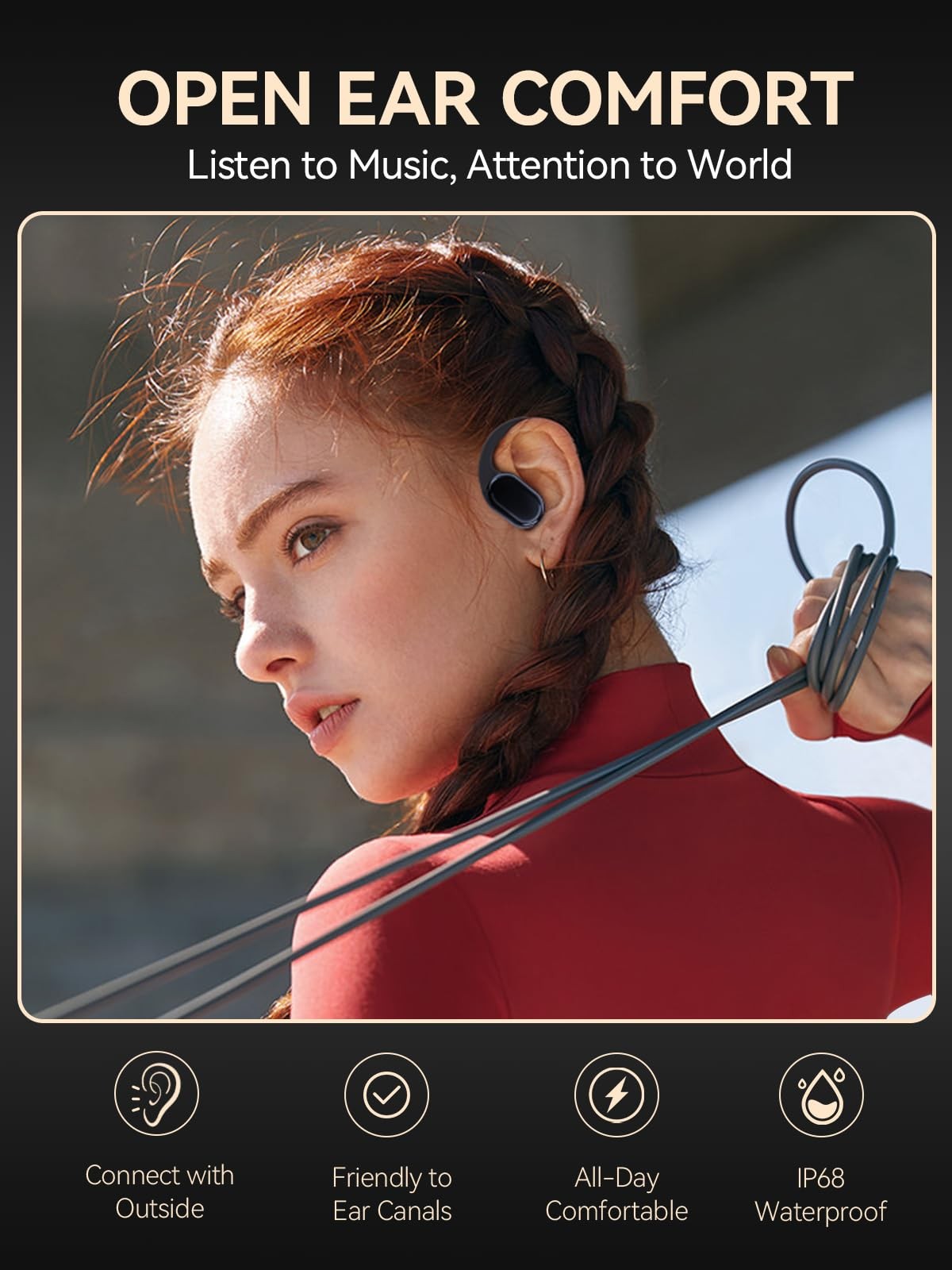 True Wireless Bone Conduction Earphones, OWS Open Ear Headphones with Earhook…