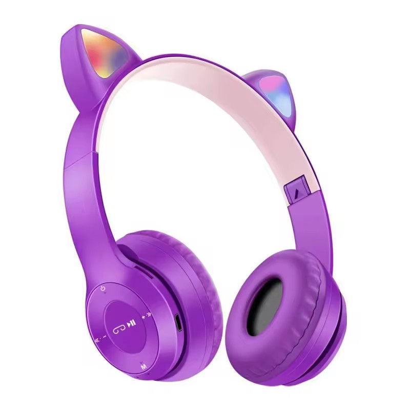 P47 Wireless Cat Ear Headphones Bluetooth 5.3 LED Stereo Headset Kids Girls New