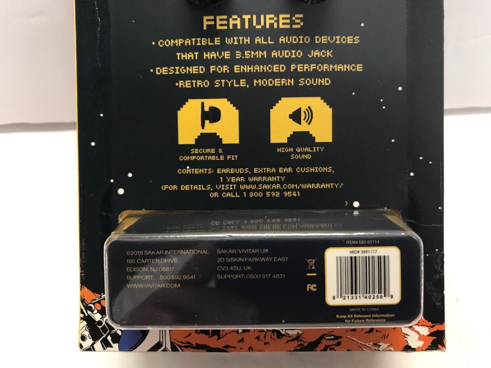 2018 Space Invaders Stereo Earbuds High Quality Sound 3.5MM Jack Sakar/Vivitar