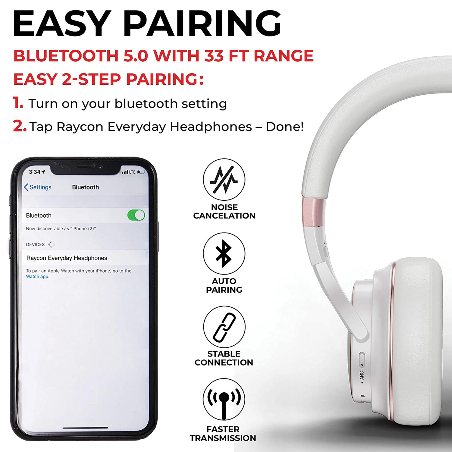 Everyday Wireless Headphones, ANC, Hi-Res Audio, 50-Hr Playtime, IPX4