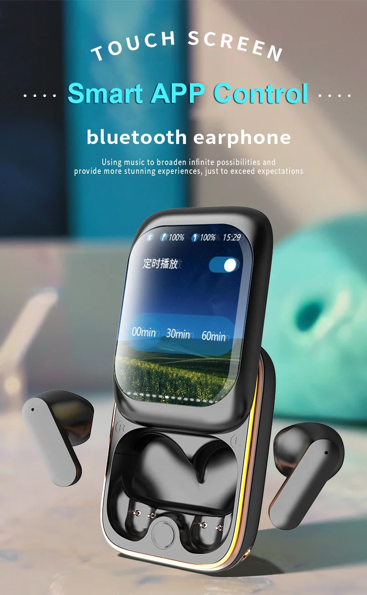 Slide-out True Wireless Bluetooth Touch Screen Headphones For Android IOS