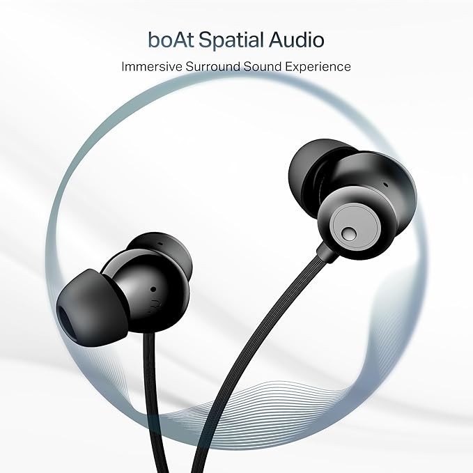 Boat Rockerz Prime 255Z, Spatial Audio Tech, Dual Pair, 50H Battery Onyx Black