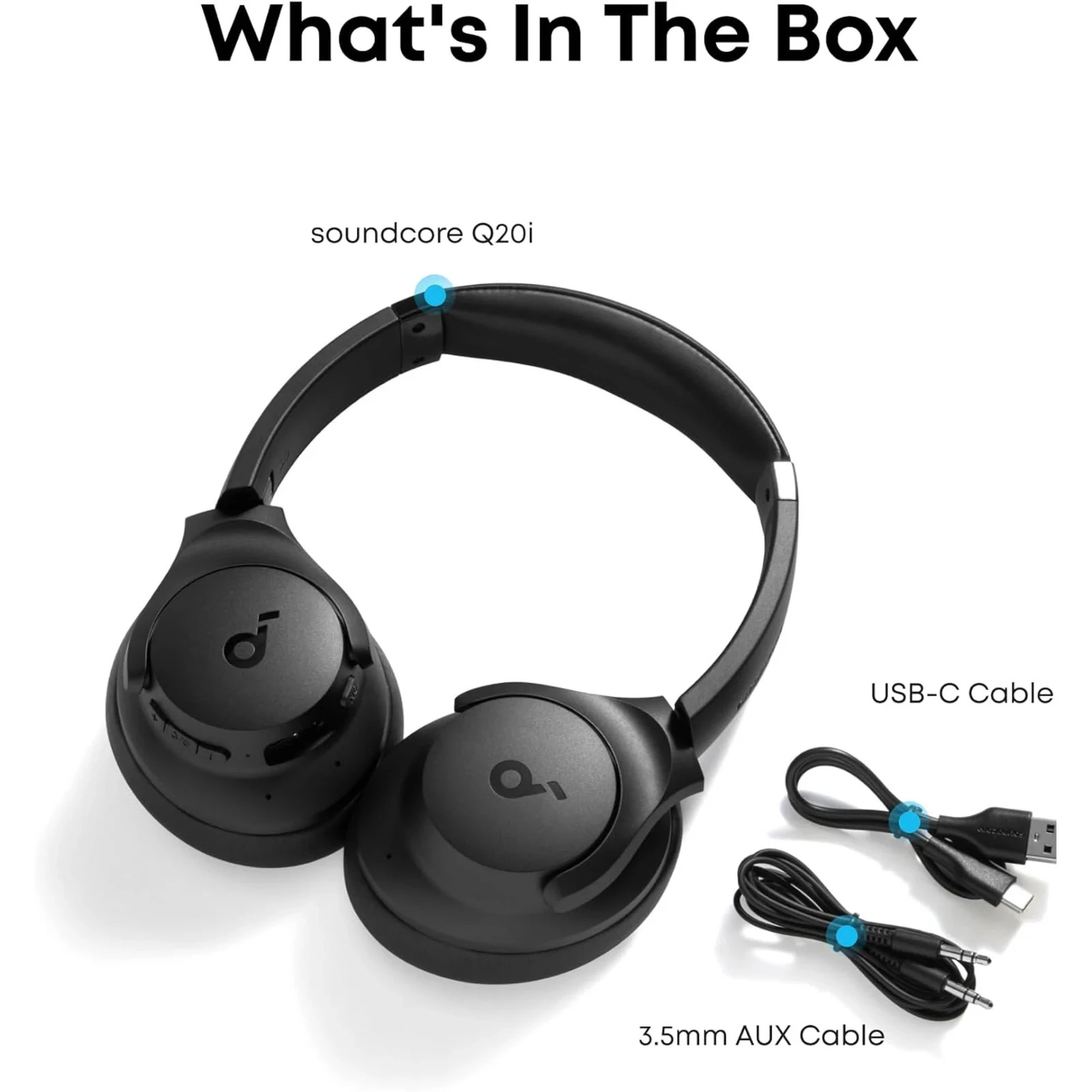 Soundcore Q20i Wireless Noise Cancelling Over-Ear Headphones 40H Hi-Res Black