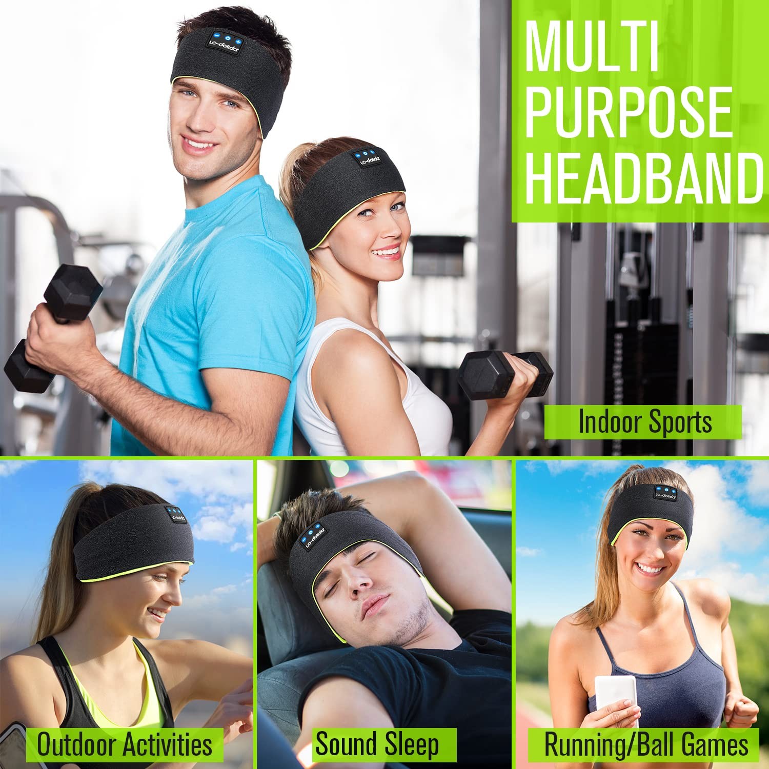 LC-dolida Sleep Headphones Wireless Bluetooth 1 Count (Pack of 1), Moss