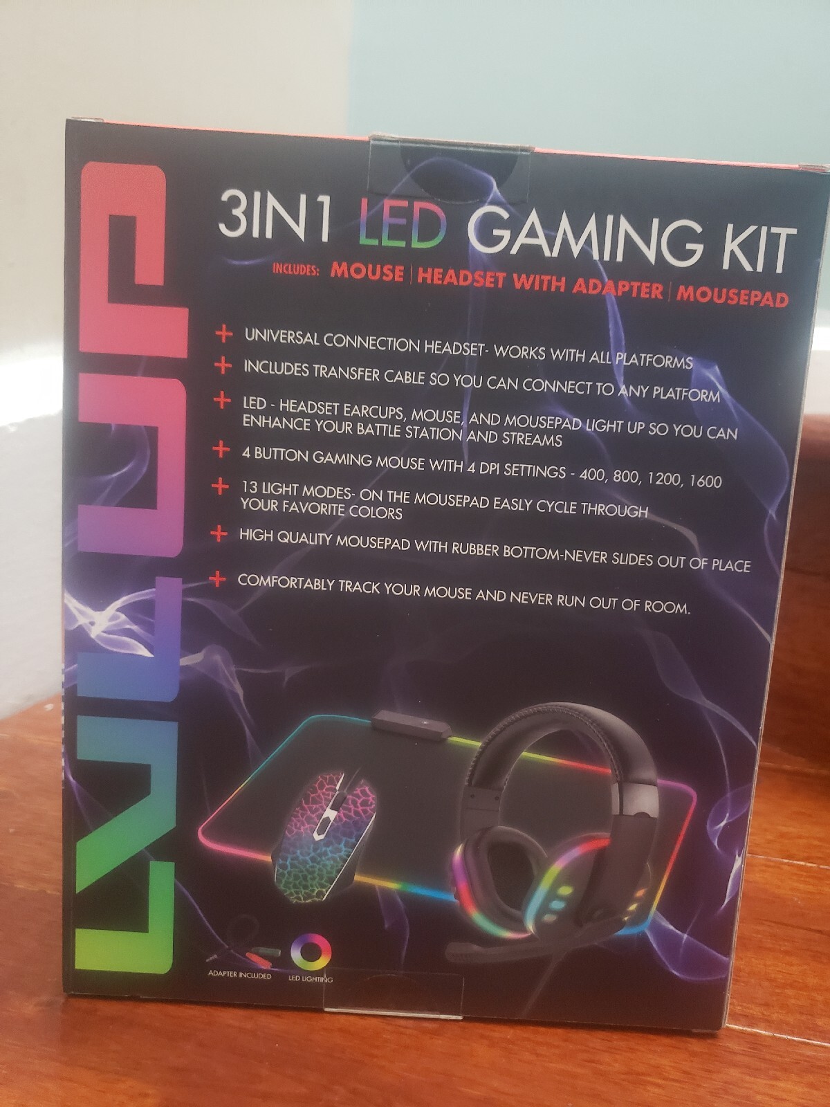 LVLUP 3 IN1 LED Gaming Kit with Mouse, Headset / Mousepad. Brand New