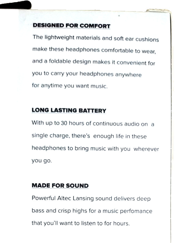 Altec Lansing R3volution X Wireless Bluetooth Headphones Black MZX009-BLK ONYX