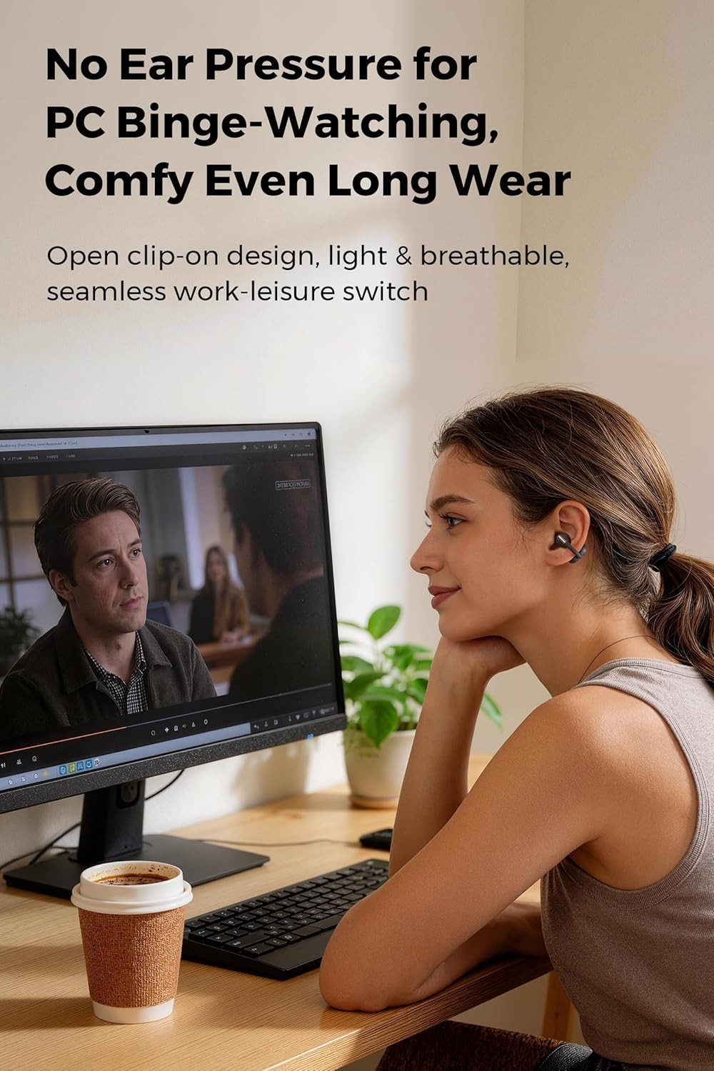 Soundpeats Clip1 Open Ear Wireless Earbuds with Dolby Audio, Hi-Res, Fast Charge