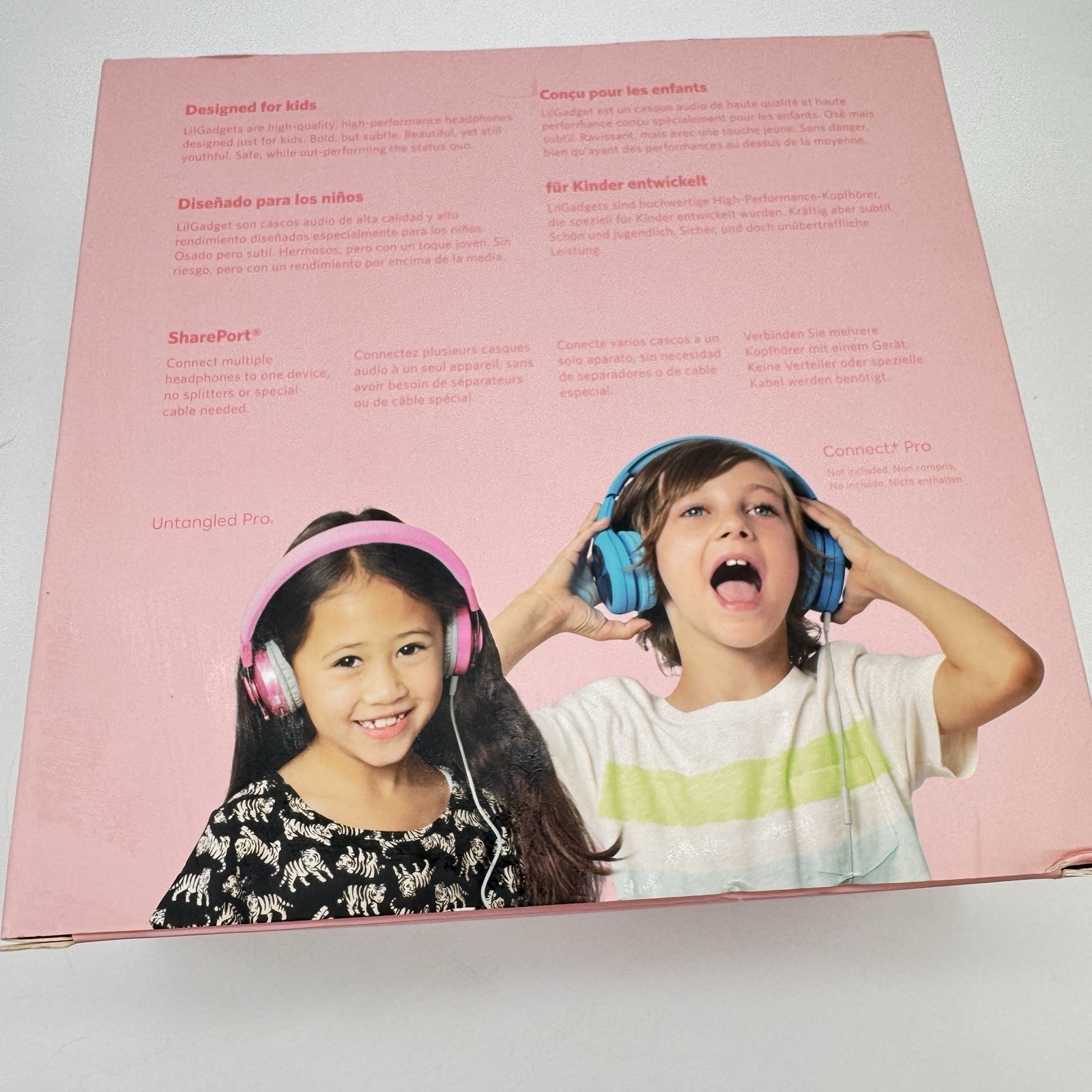 LilGadgets On-Ear Kids Headphones – 4+ Years, Pink, Untangled Pro