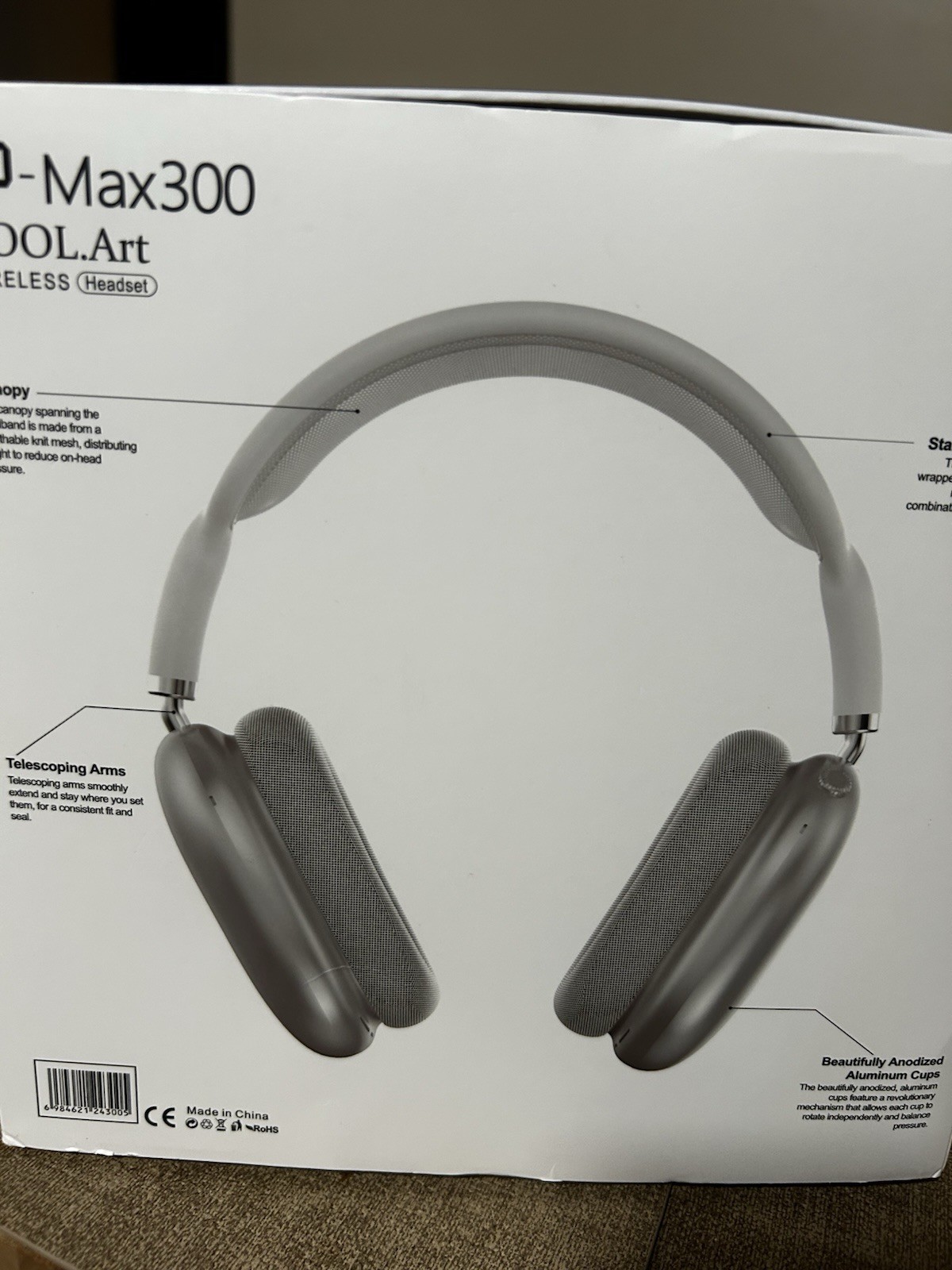 P-Max300 COOL.Art Wireless Bluetooth Headphones Touchscreen Display