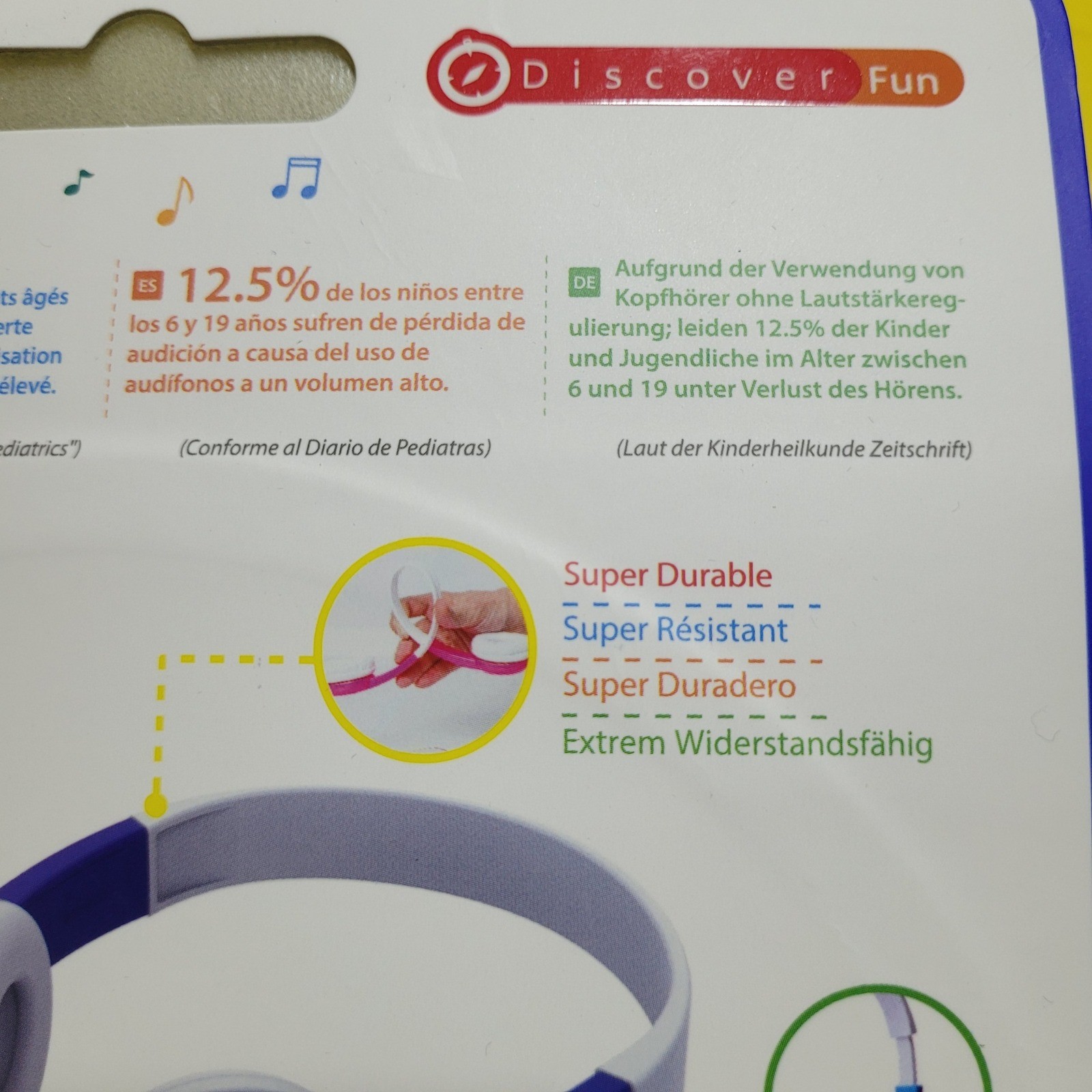 BuddyPhones Discover Fun Volume-Limiting Headphones for Kids Blue White
