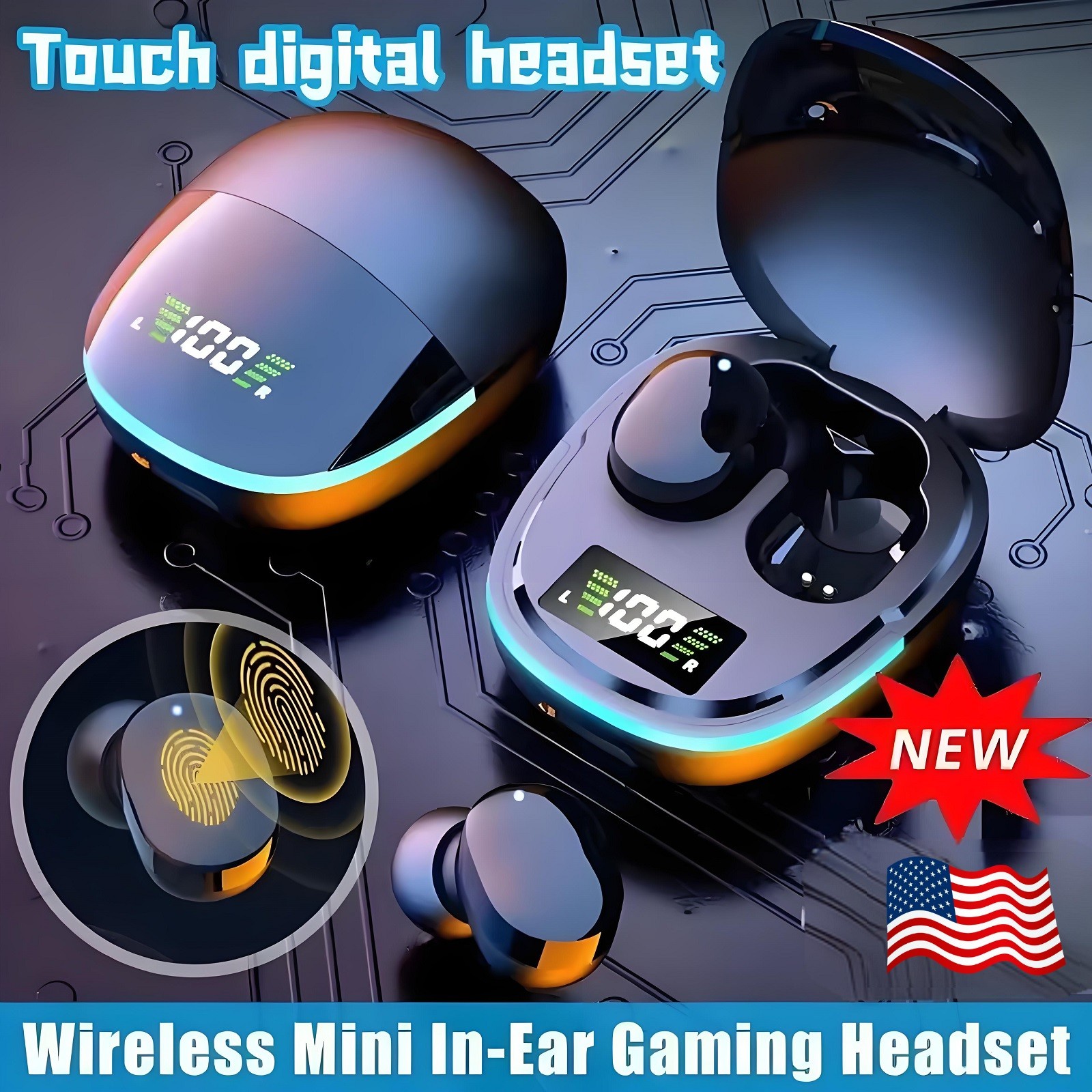 LED Display Bluetooth Earbuds Touch Control TWS Headphones for iOS/Android USA