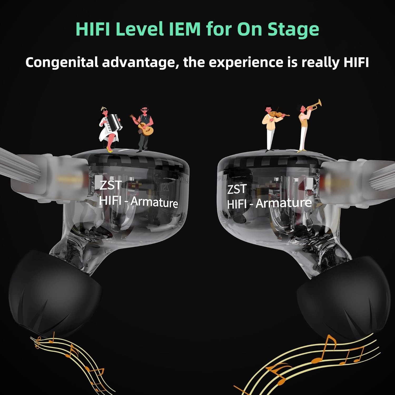 High-Performance ZST Wired Gaming Earbuds – 1BA+1DD with Sound Isolation